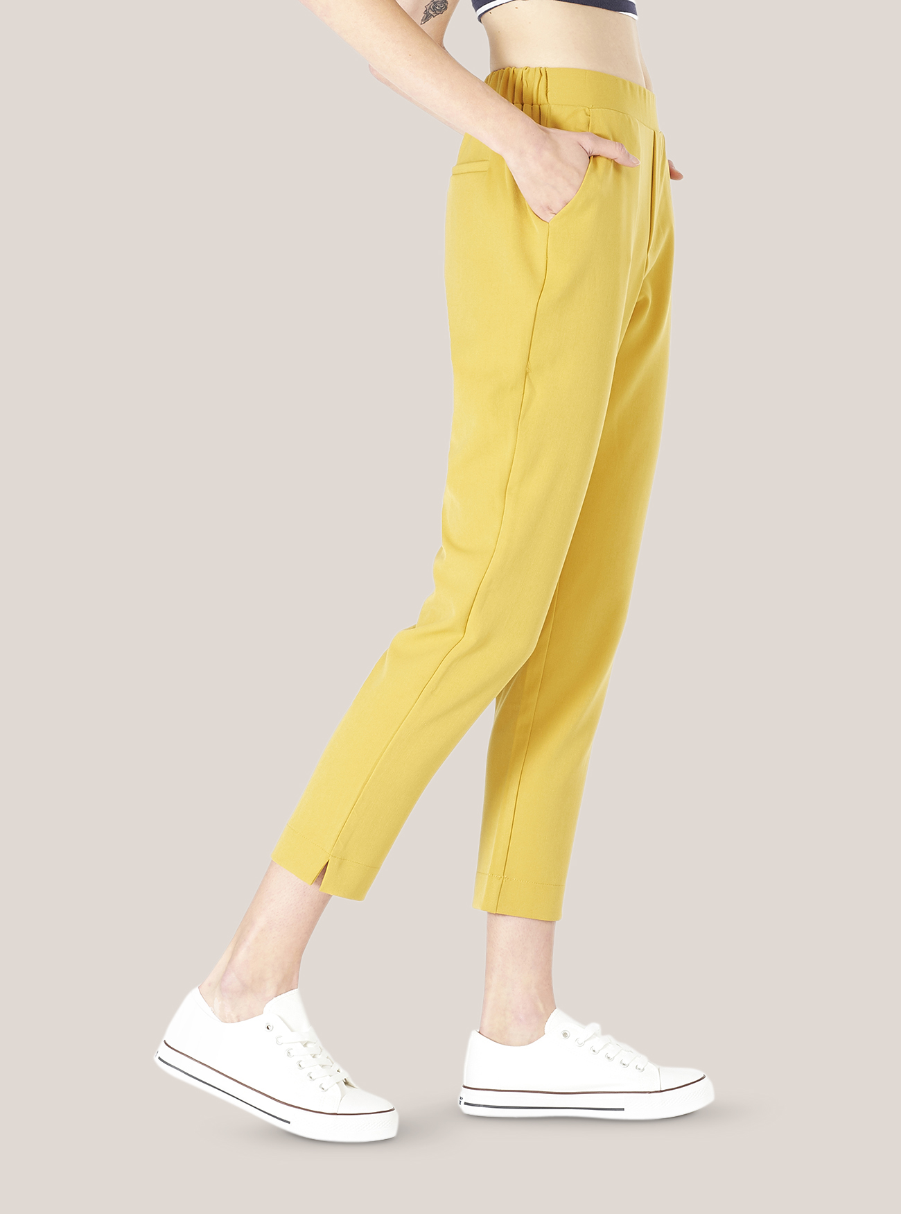 Pantalone tinta unita, C7716 SENAPE