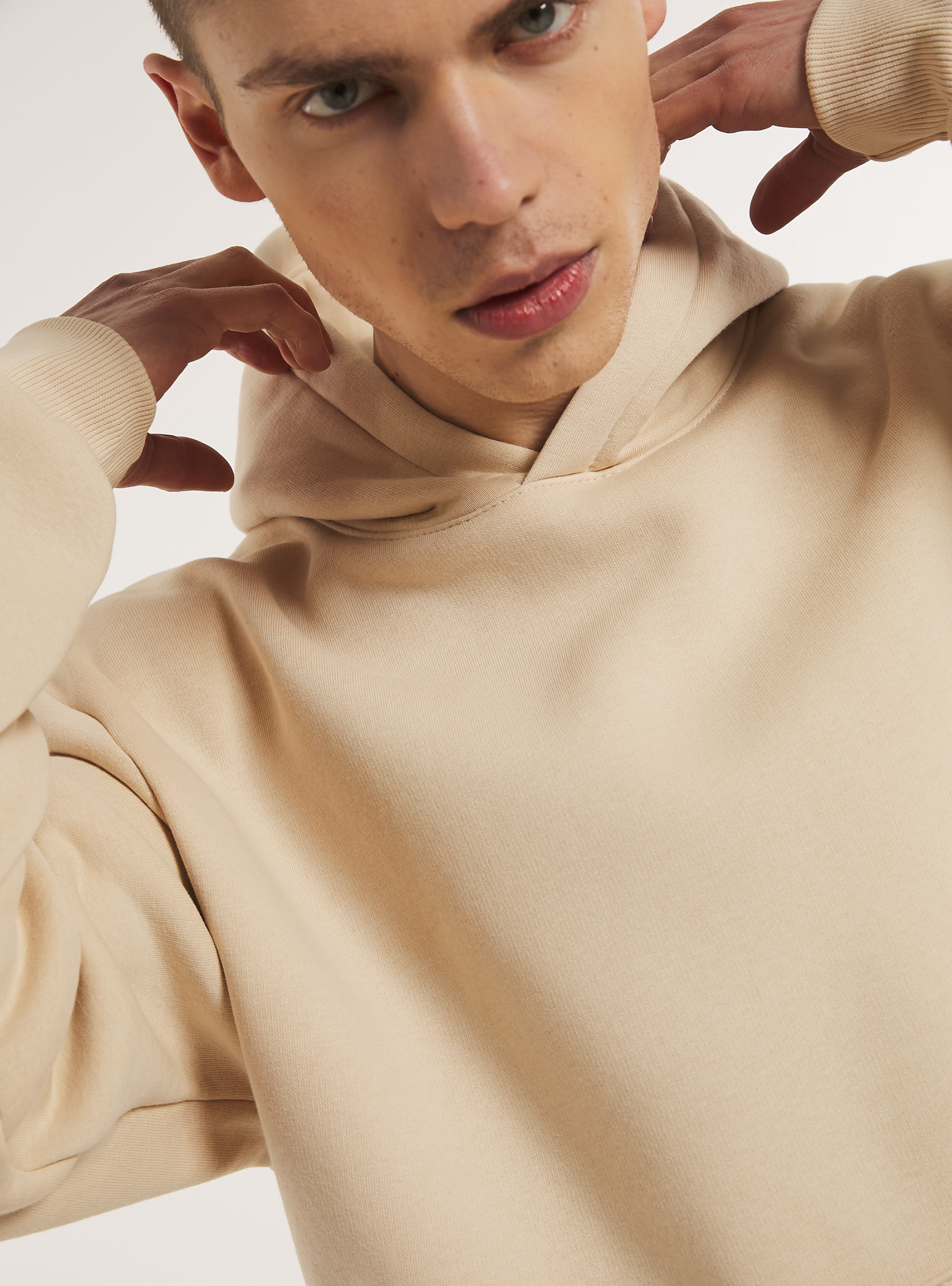 Boxy Fit Hoodie Genderless, BG3 BEIGE LIGHT