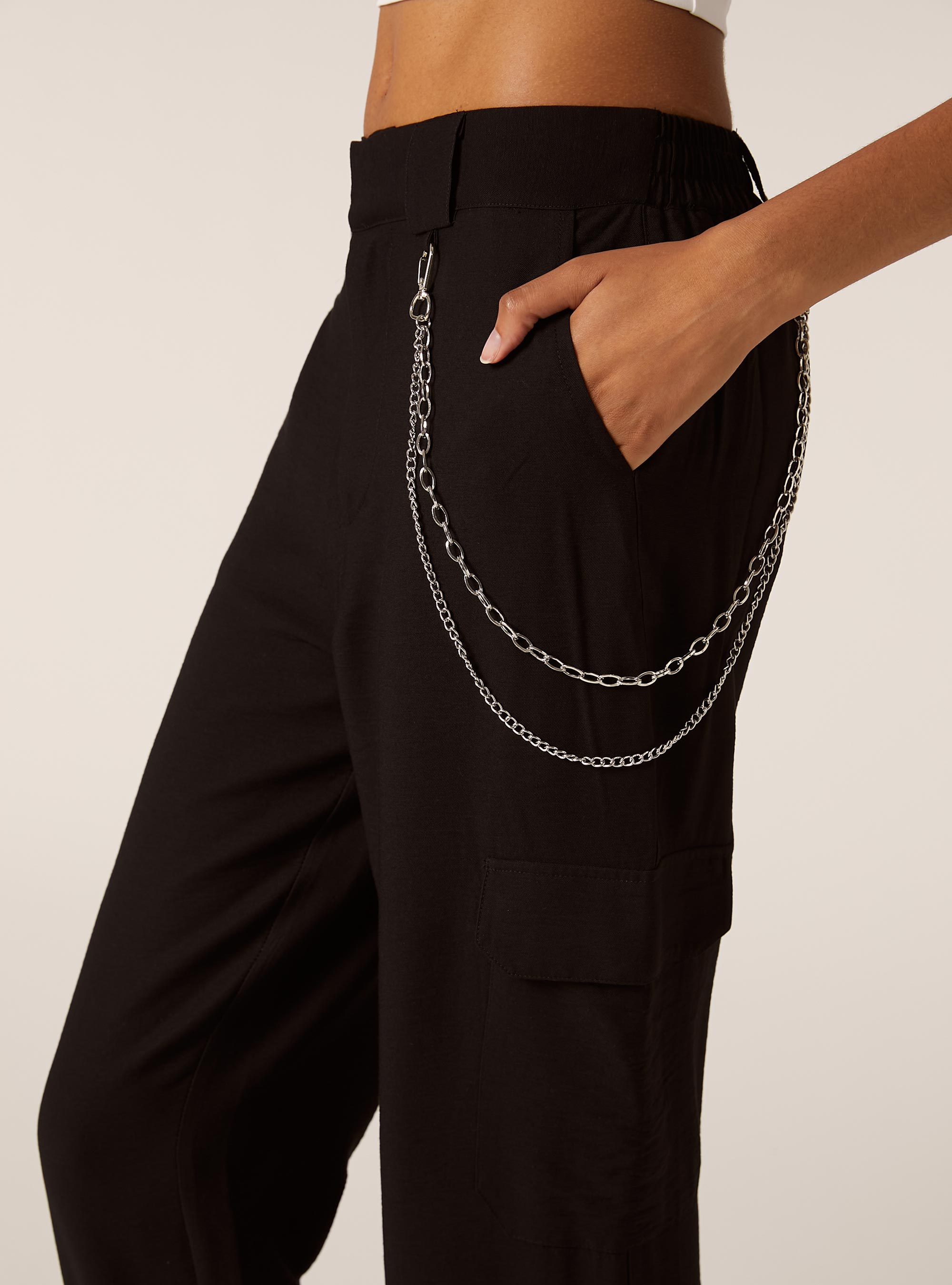 Pantaloni jogger con catena, NERO