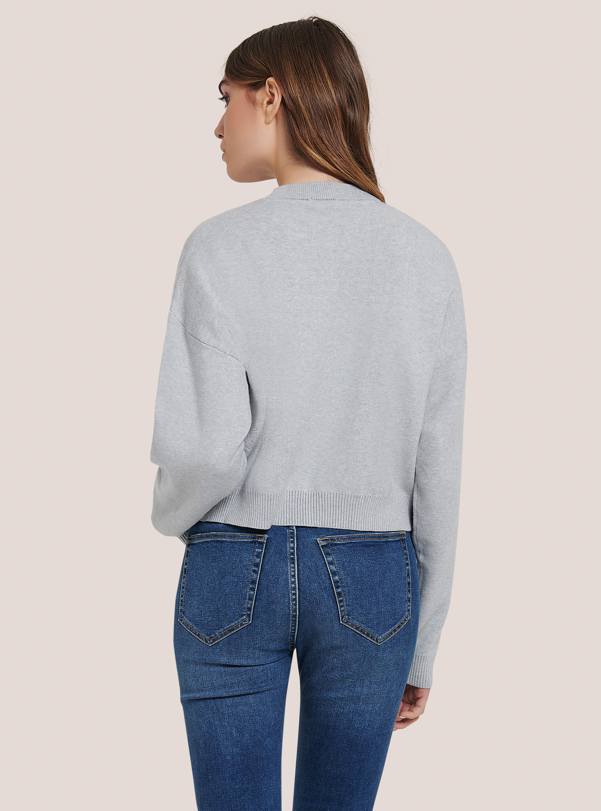 Plain colour cropped pullover, C148 ICE MELANGE