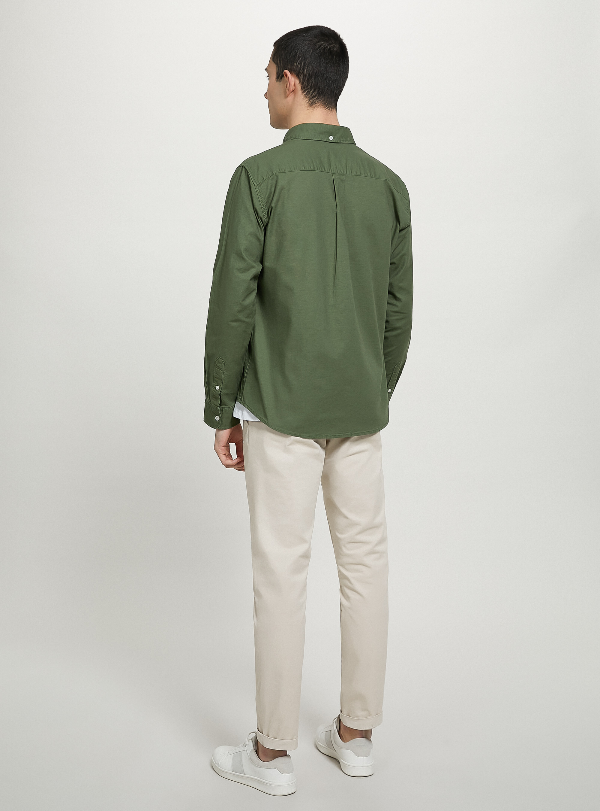 Plain-coloured cotton shirt, KY2 KAKY MEDIUM