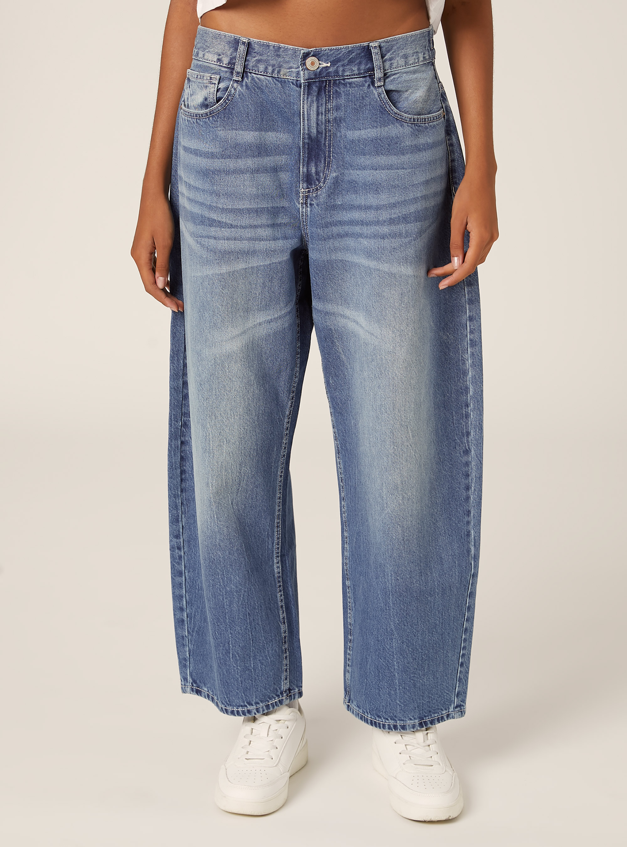 Vaqueros con corte barrel, D003 MEDIUM BLUE