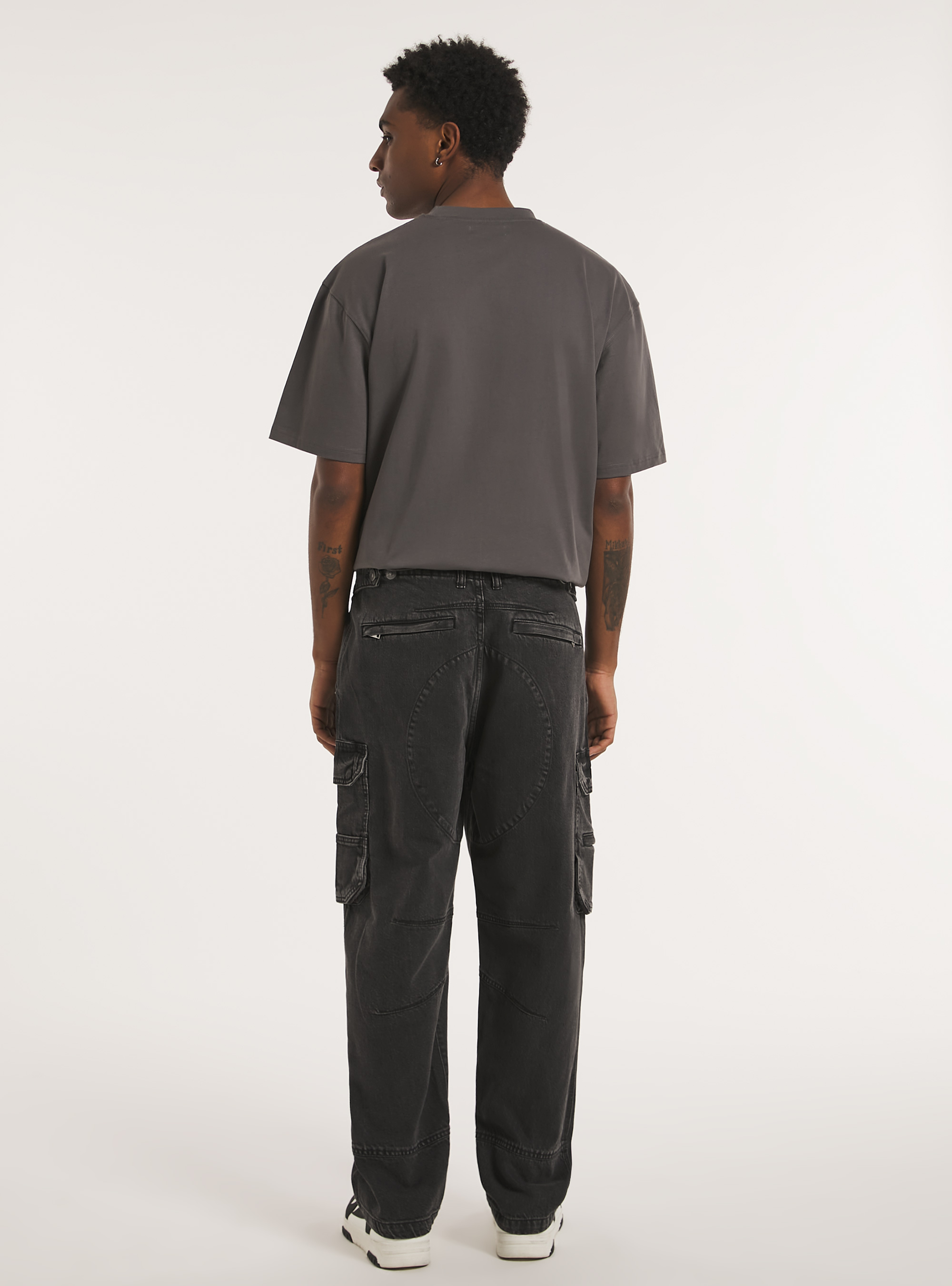 Jeans cargo multipocket relaxed fit, D000 BLACK