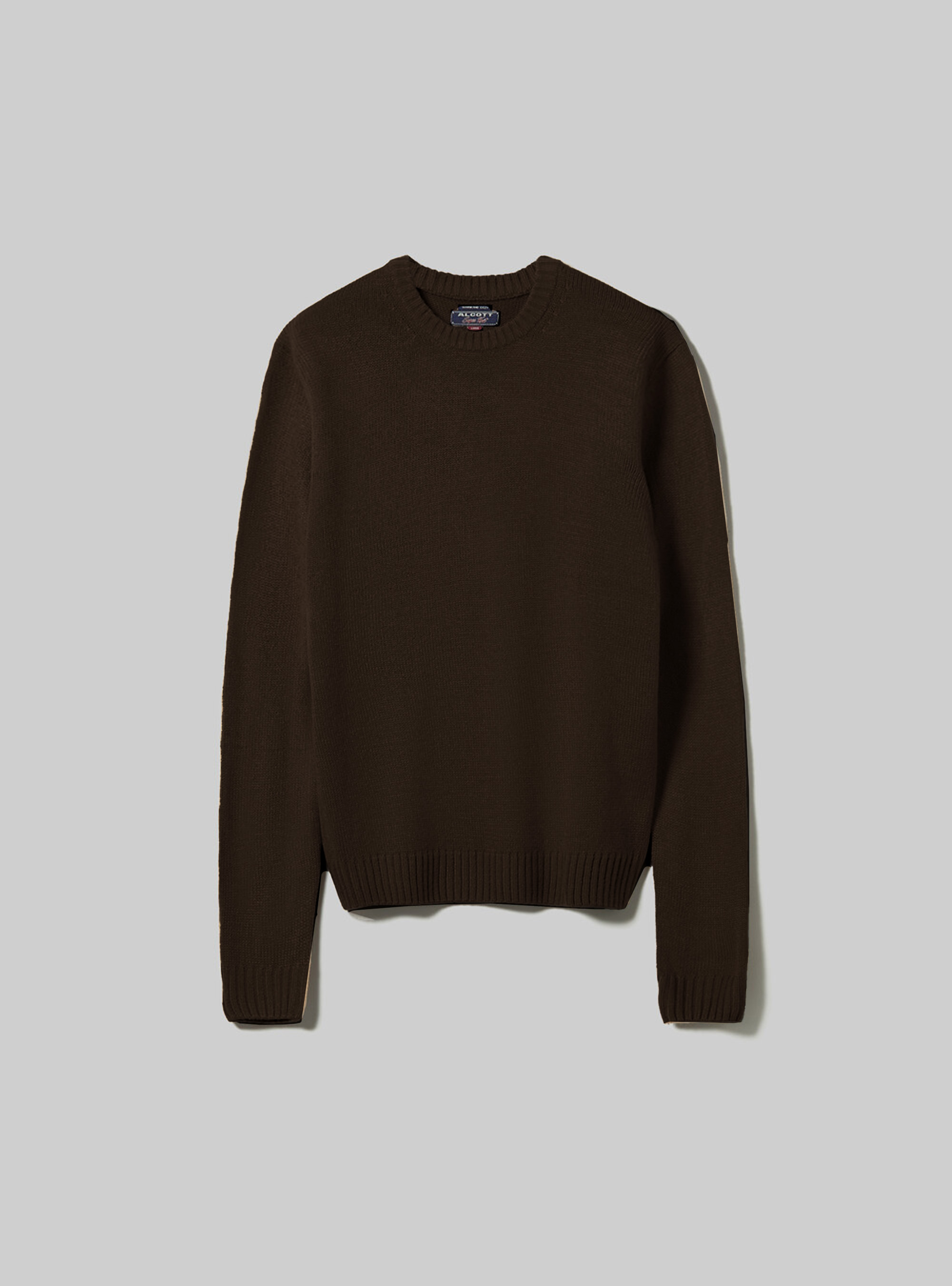 Maglia girocollo basica, BR1 BROWN DARK