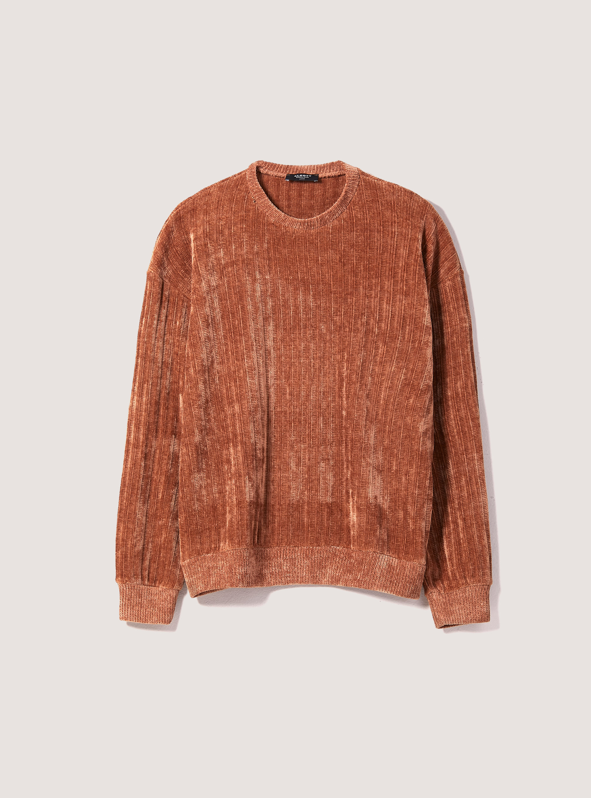 Pullover in soffice ciniglia a coste, TB1 TOBACCO DARK