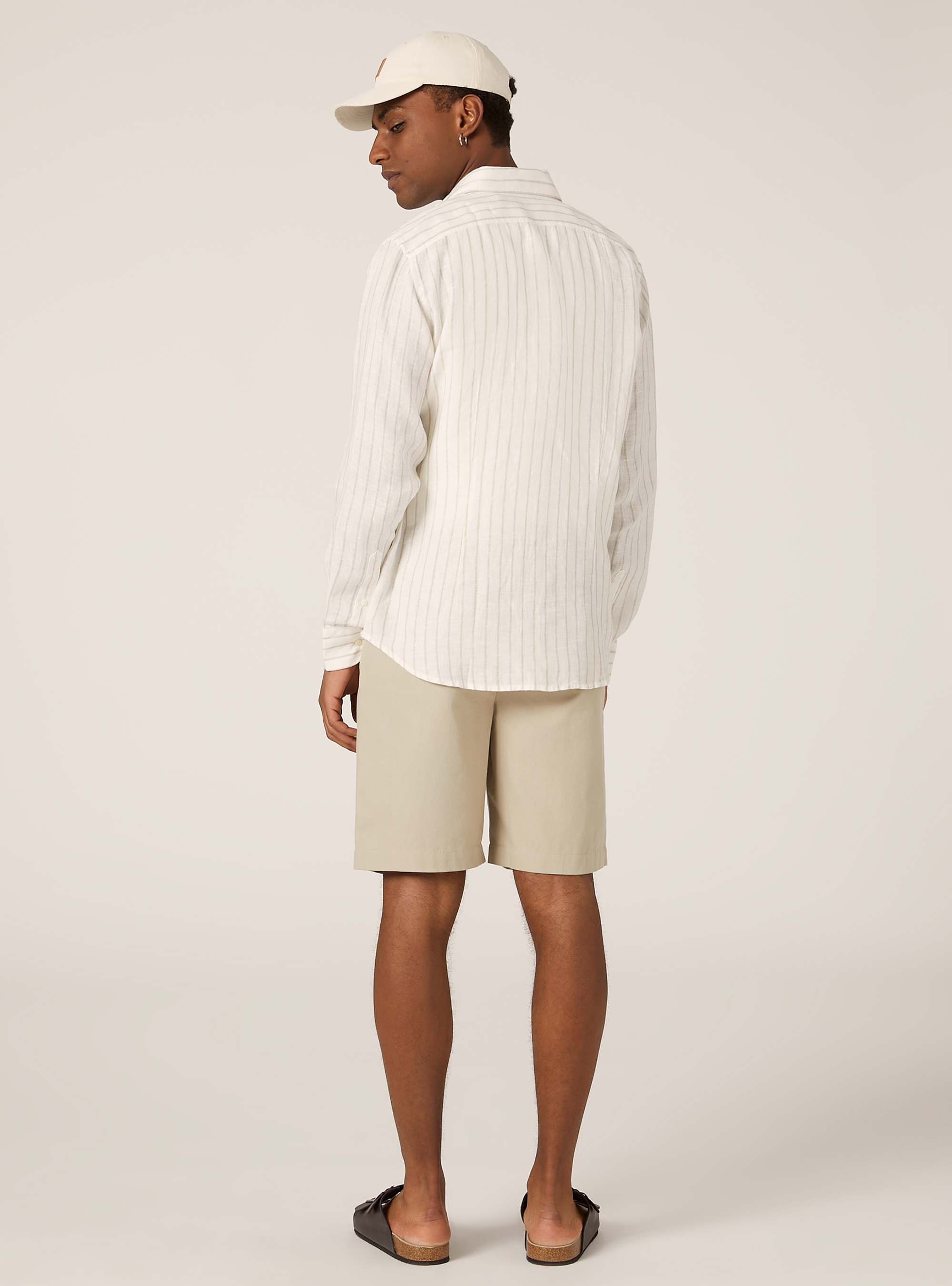 Camicia in lino rigata, WH2 WHITE