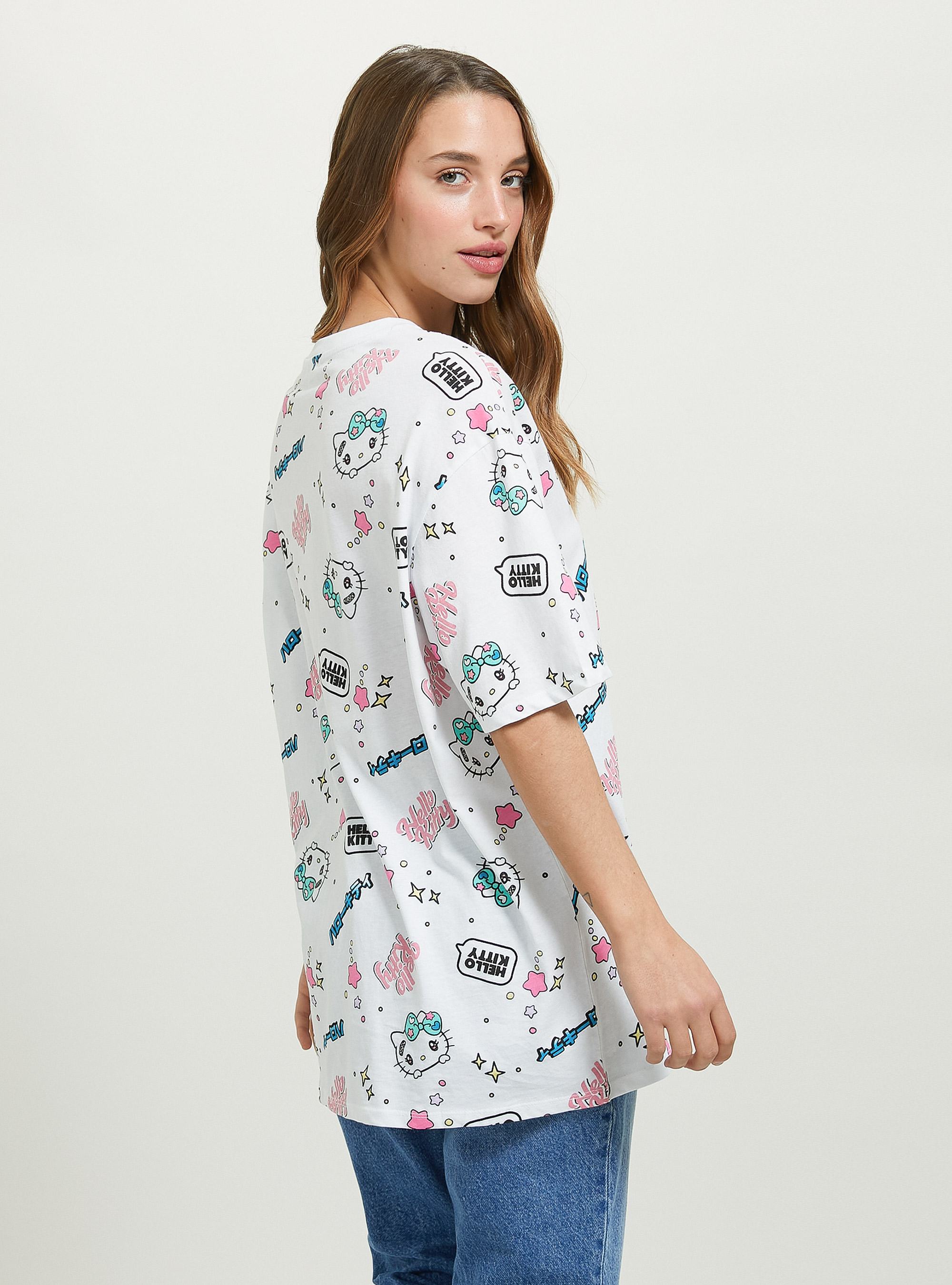 Hello Kitty / Alcott all over T-shirt, WH3 WHITE