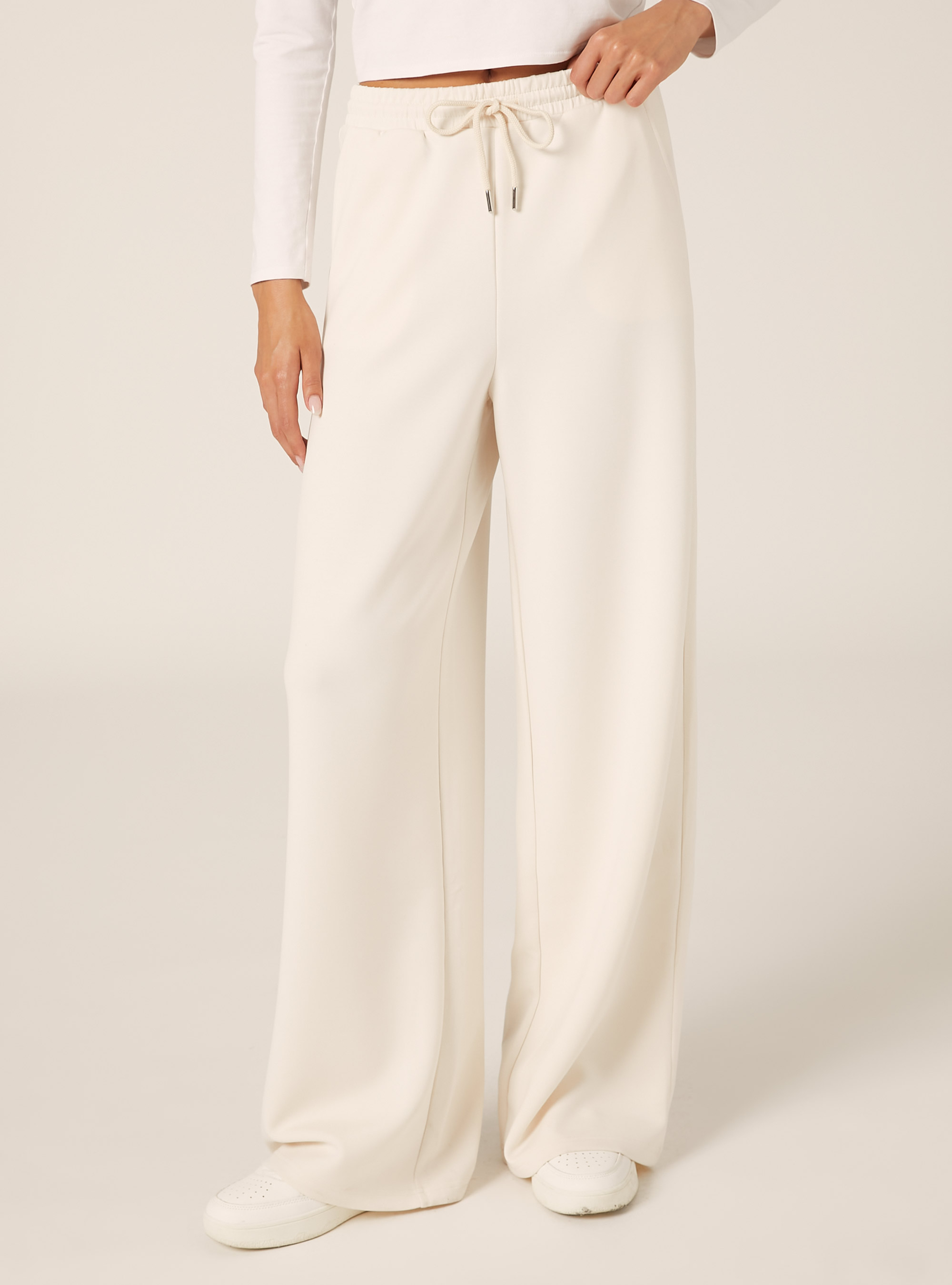 Soft touch wide leg joggers, CR3 CREAM LIGHT
