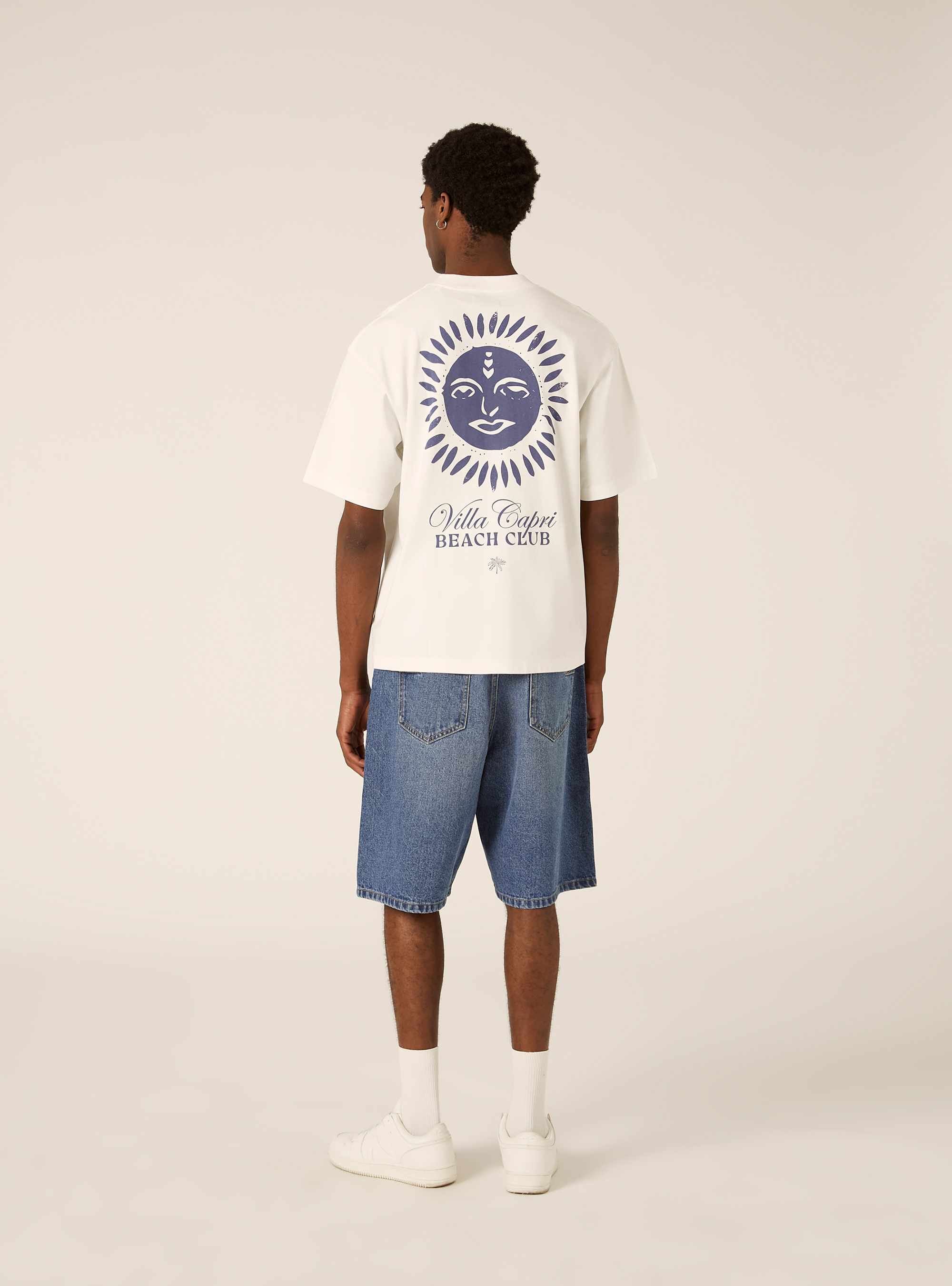 T-shirt boxy fit con stampa villa capri, WH2 WHITE