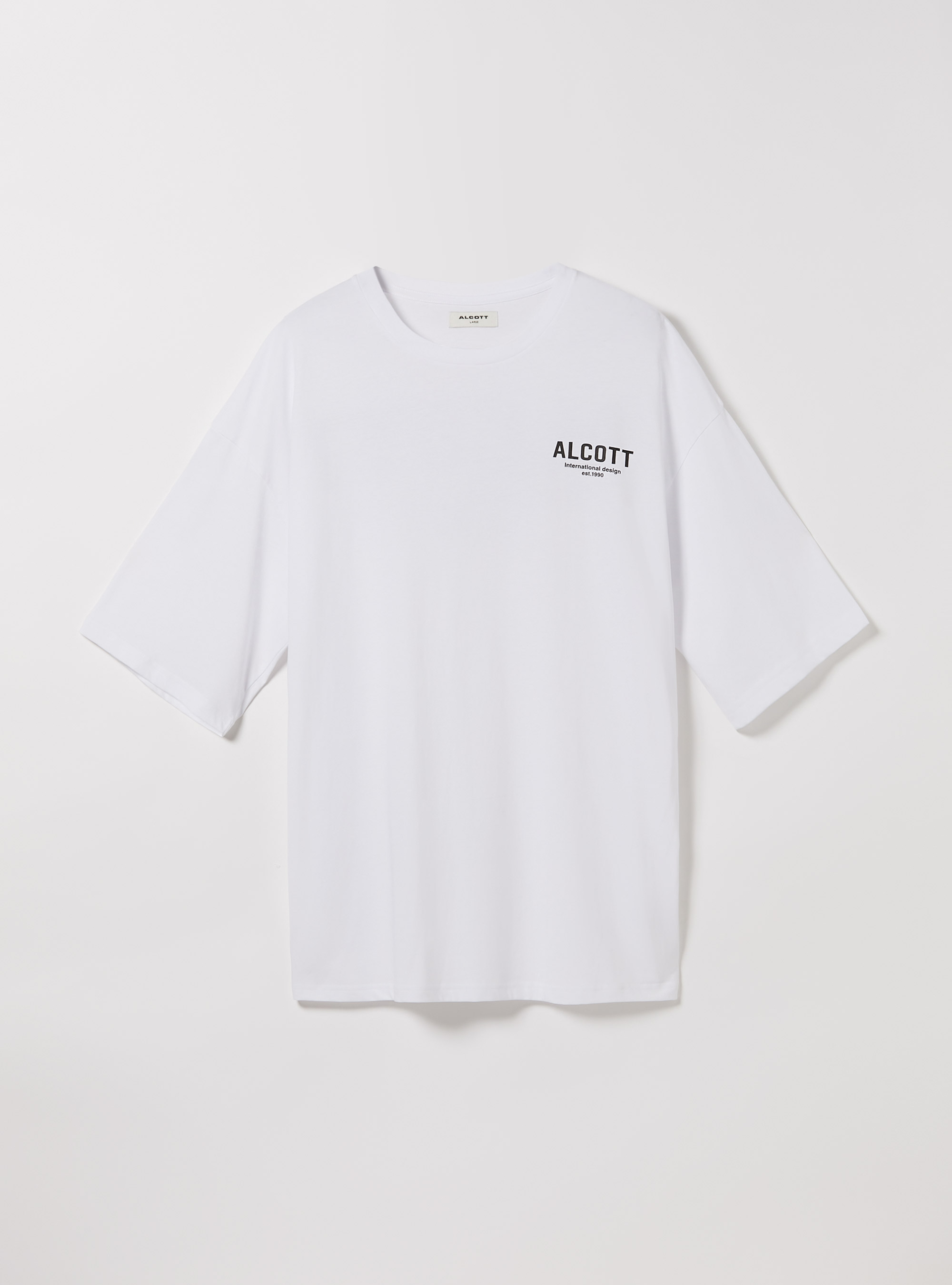 T-shirt en coton &agrave; la coupe large, WH3 WHITE