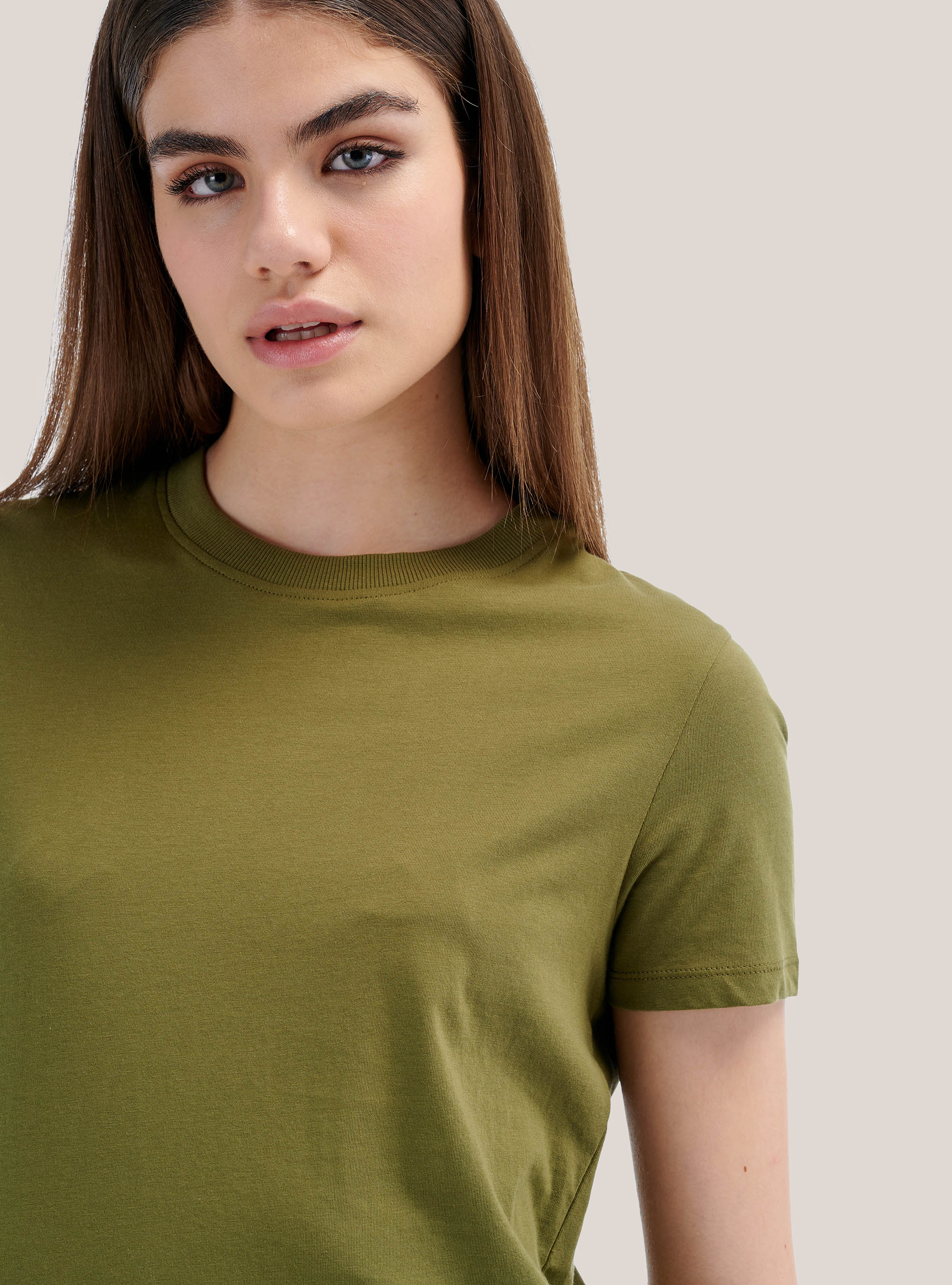Maglietta tinta unita essential in cotone combed, C0616 KAKY