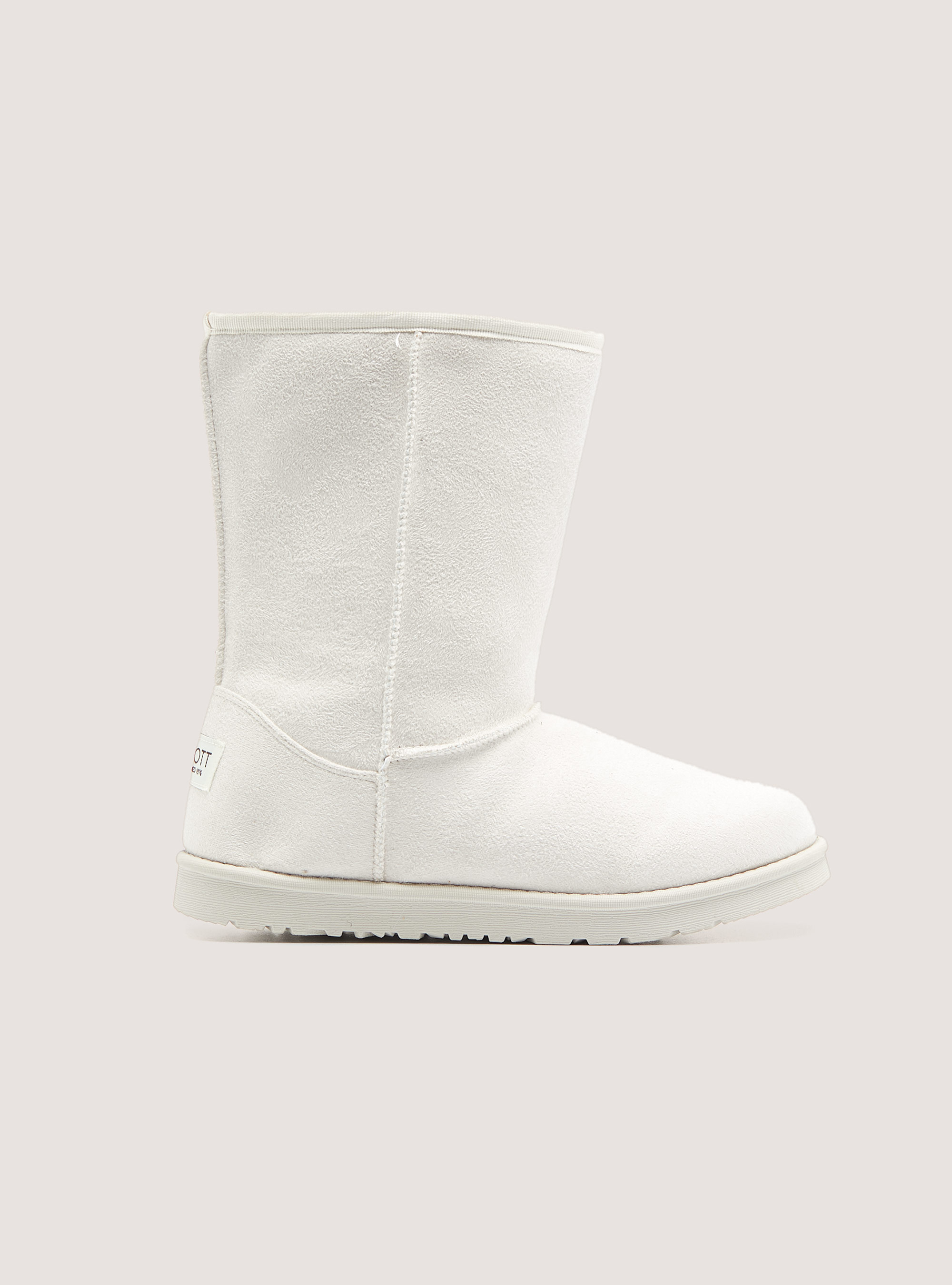 Suede ankle boots with faux fur inside, C0020 OFF WHITE