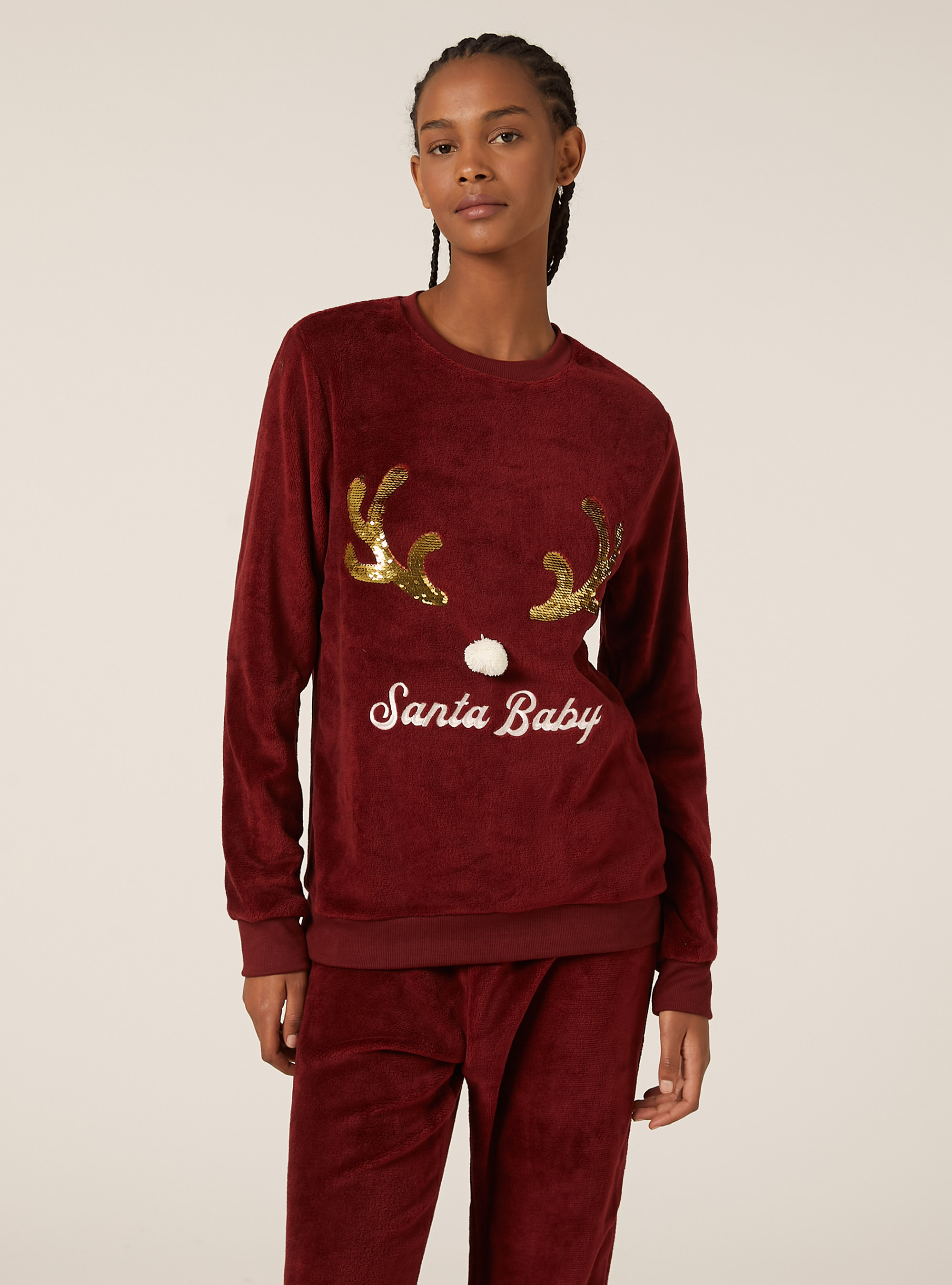 Christmas Collection soft touch pyjamas, BO2 BORDEAUX MEDIUM