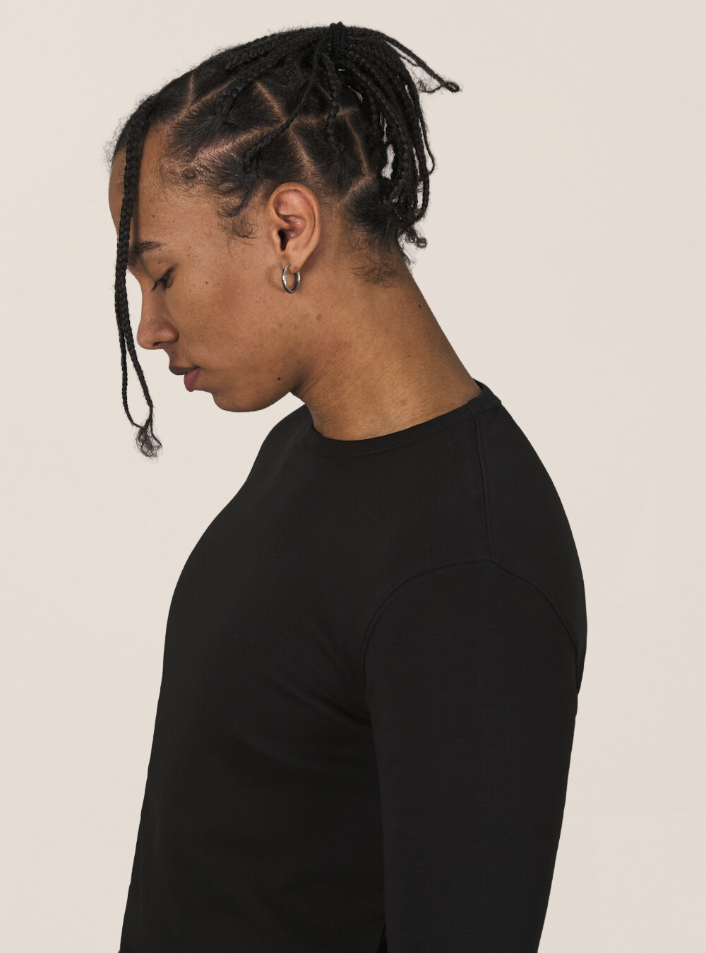 Maglietta a maniche lunghe in cotone, BK1 BLACK