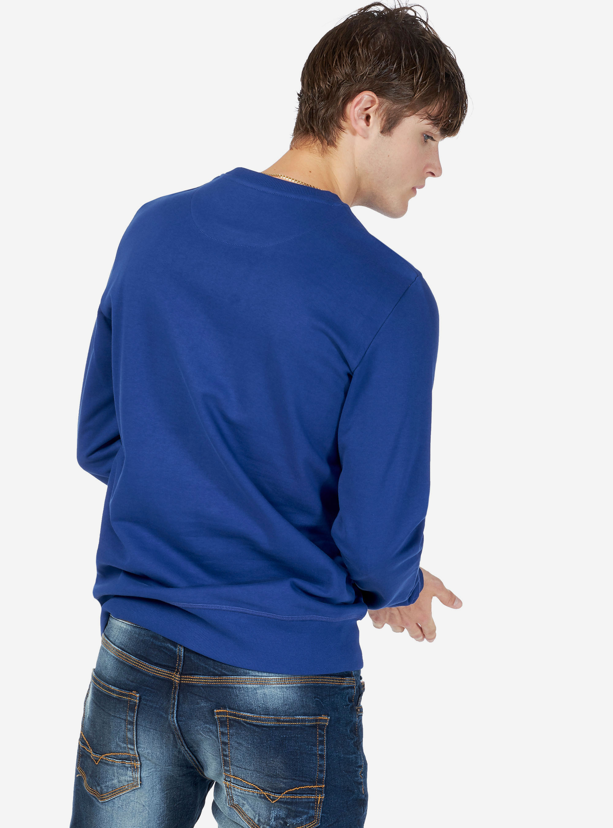 SUDADERA CUELLO REDONDO BASIC, AZUL