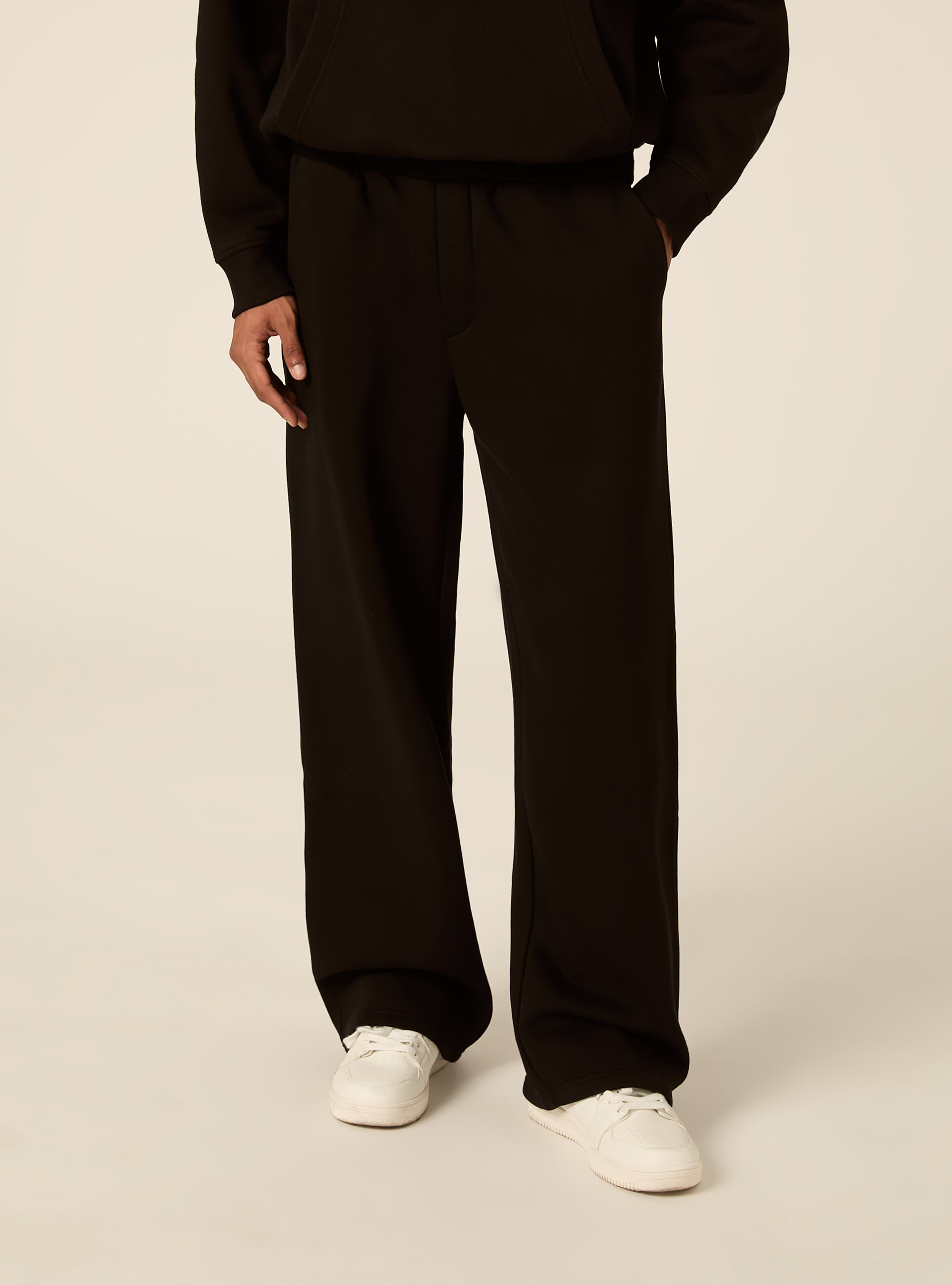 Pantaloni loose in felpa, BK1 BLACK