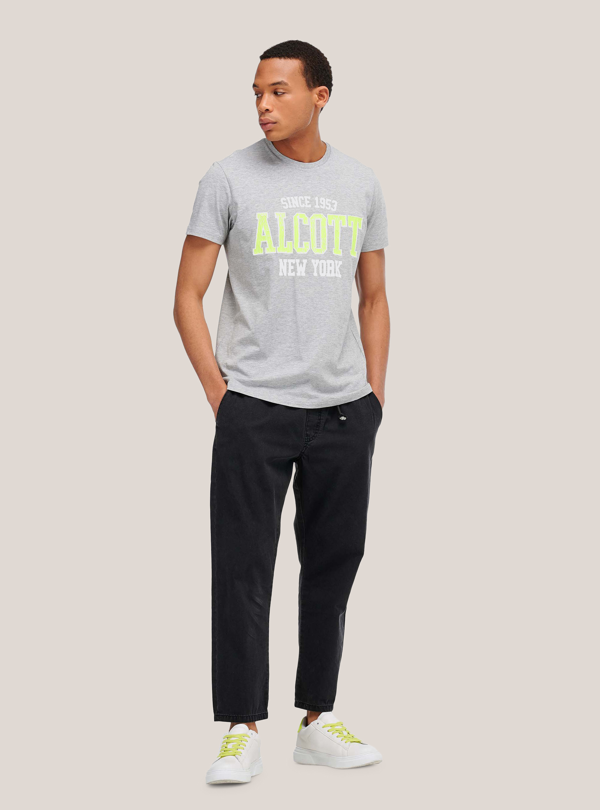 T-Shirt mit Alcott-Logo, C143 LIGHT GREY M