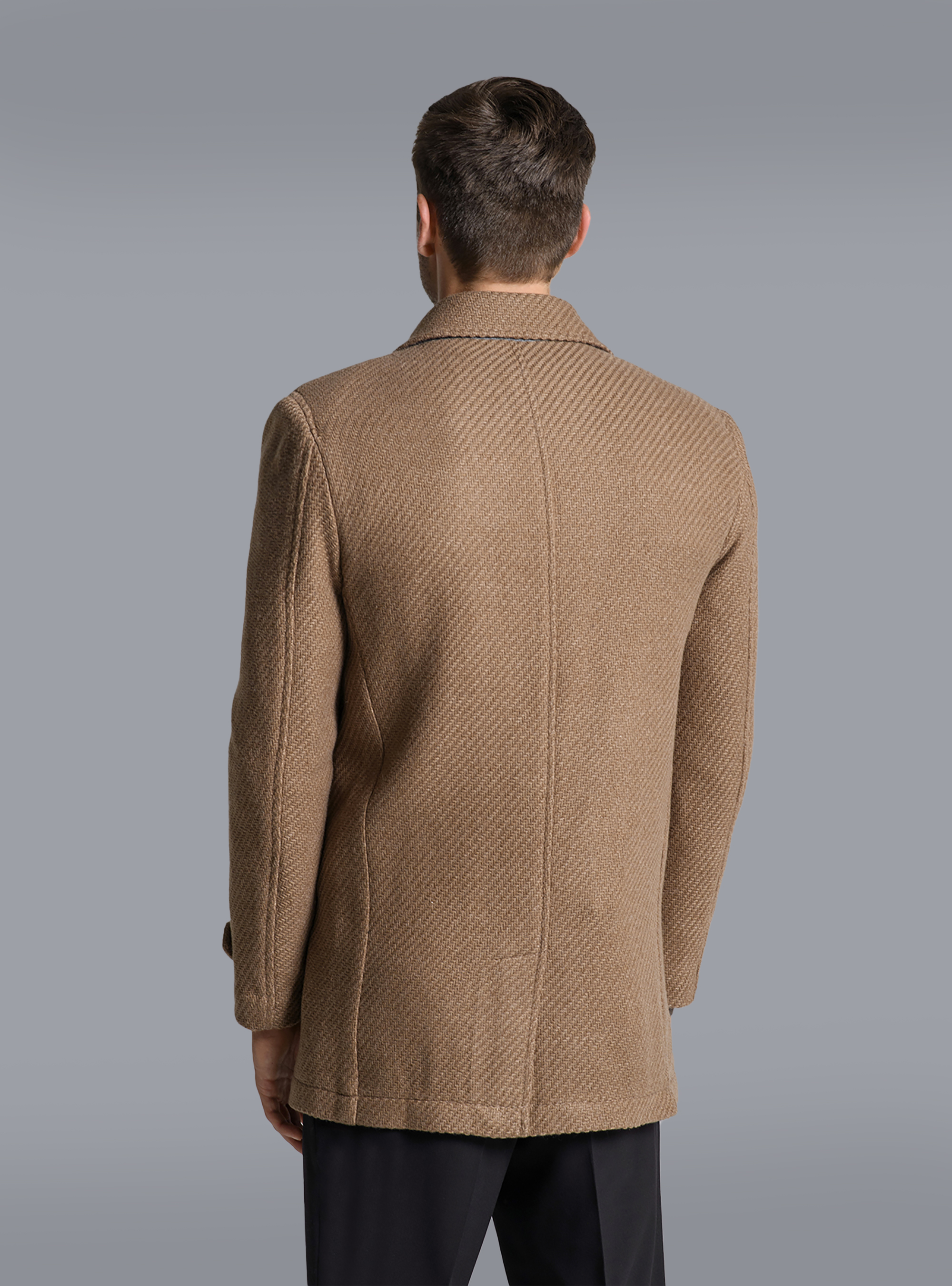 DOUBLE BREASTED WOOL JACKET, CAMEL