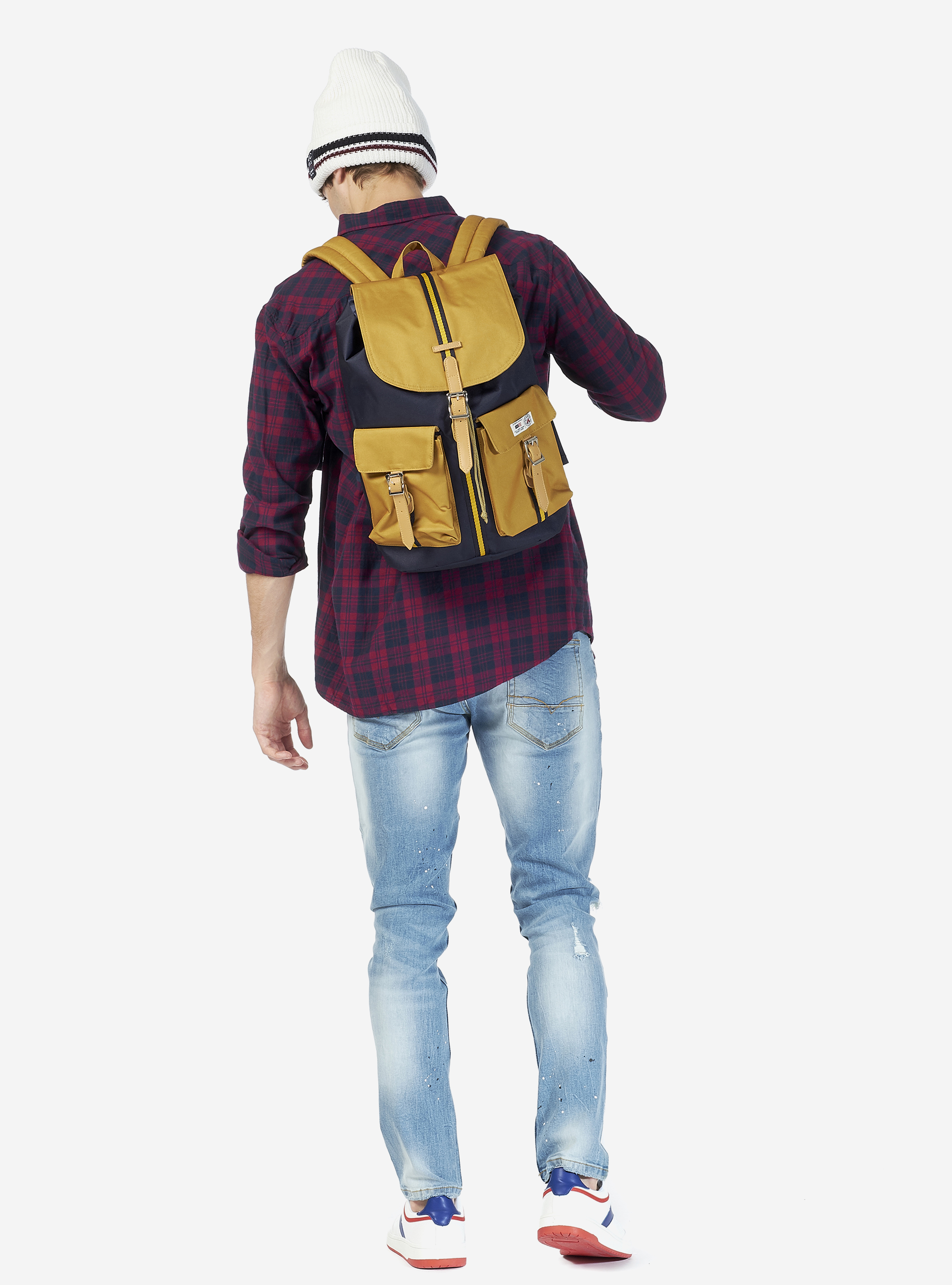 Zaino con tasconi e chiusure in ecopelle, BLU