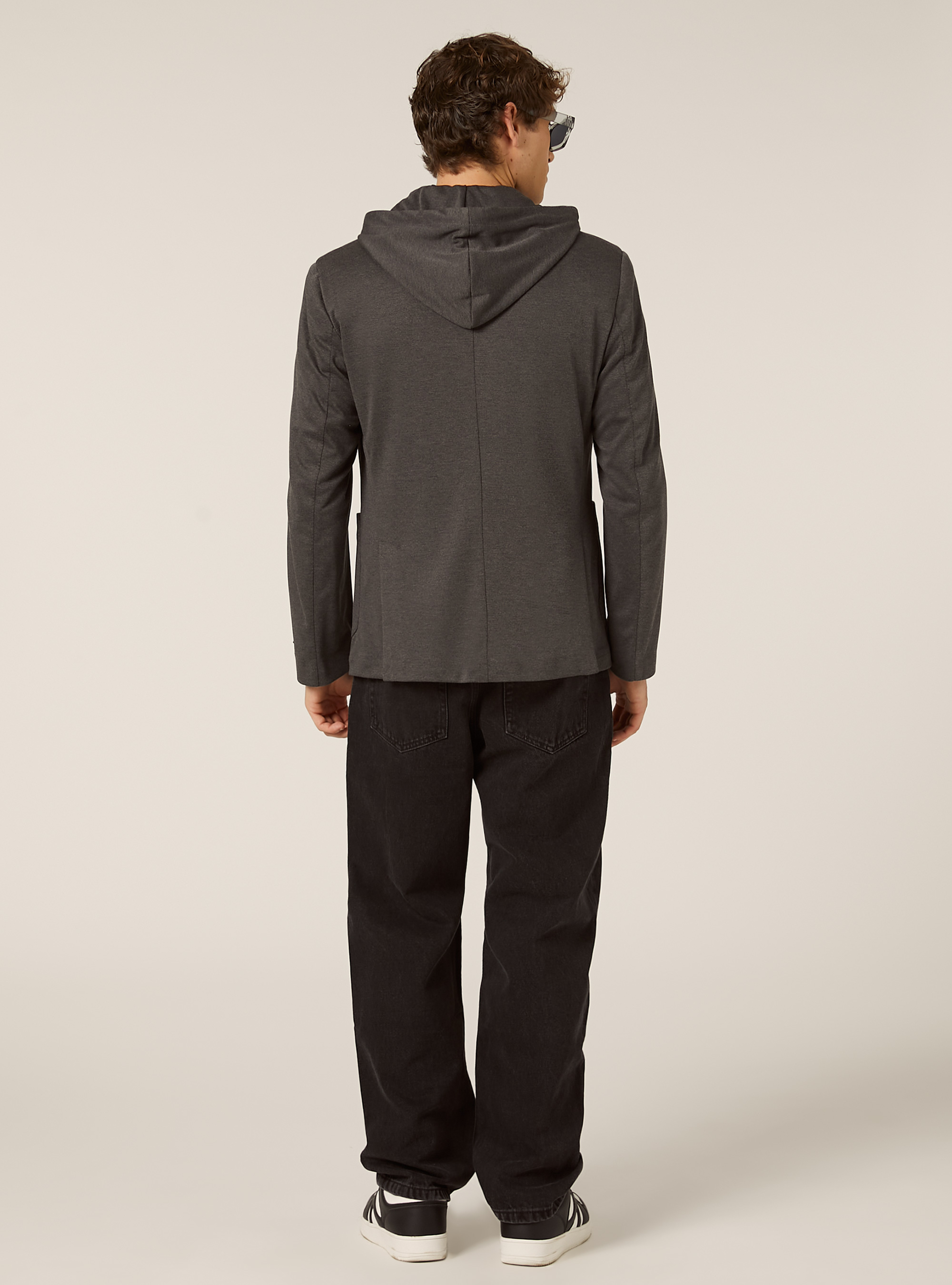 Giacca con cappuccio removibile, MGY1 GREY MEL DARK