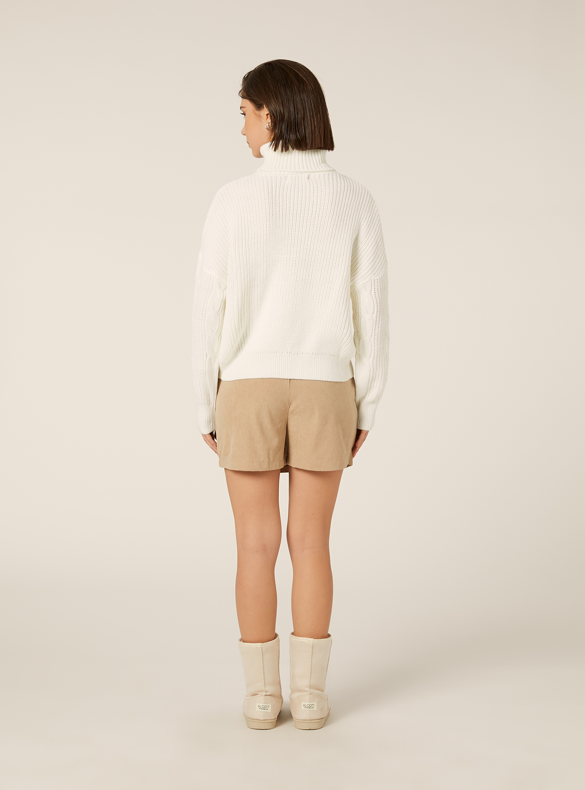 Jersey de cuello alto con trenzas, WH2 WHITE