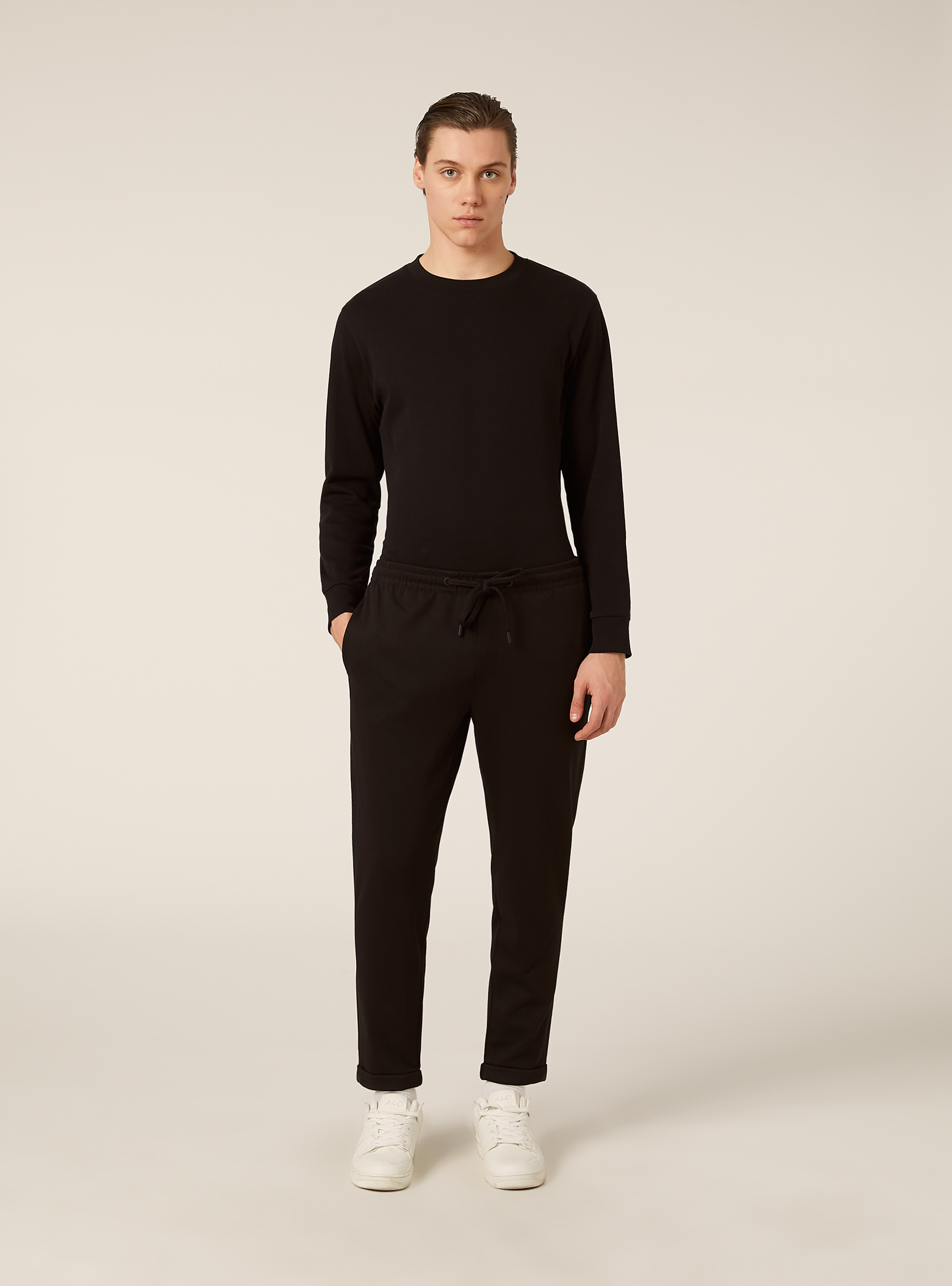 Pantaloni con vita jogger honeycomb, NERO