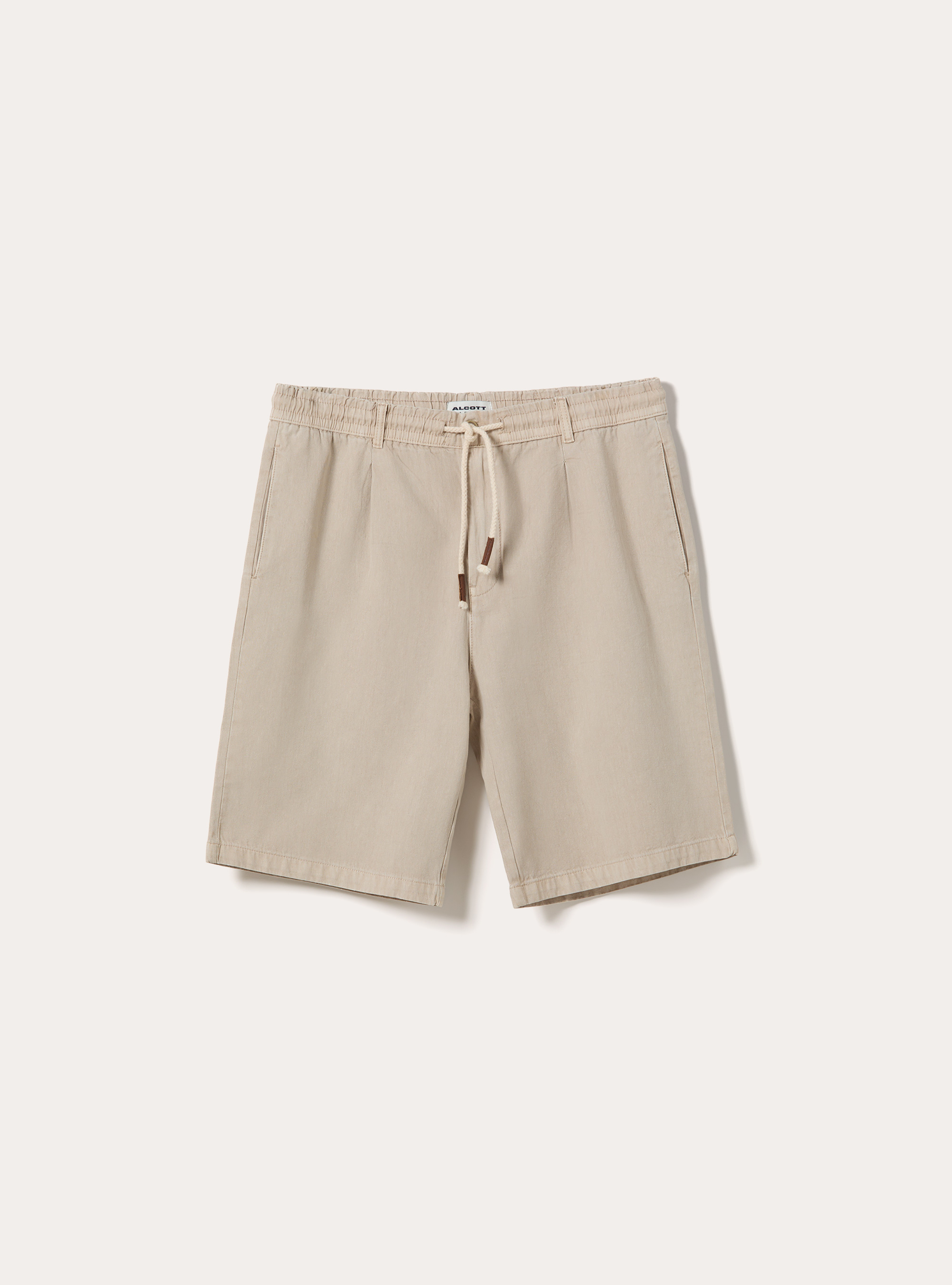 Pleated Baby Twill Drawstring Bermuda Shorts, BG2 BEIGE MEDIUM