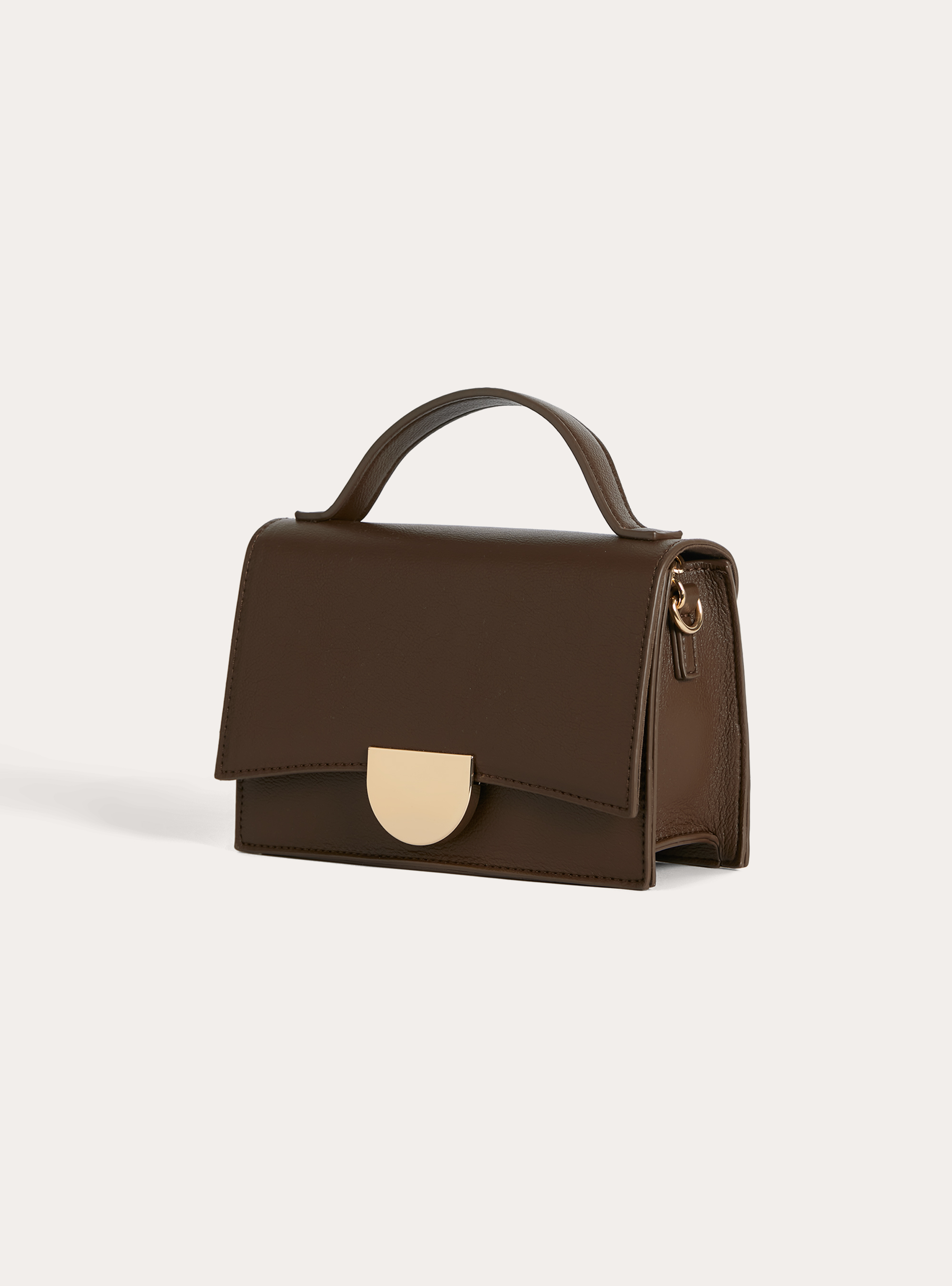 Borsa a tracolla con fibbia, BR1 BROWN DARK