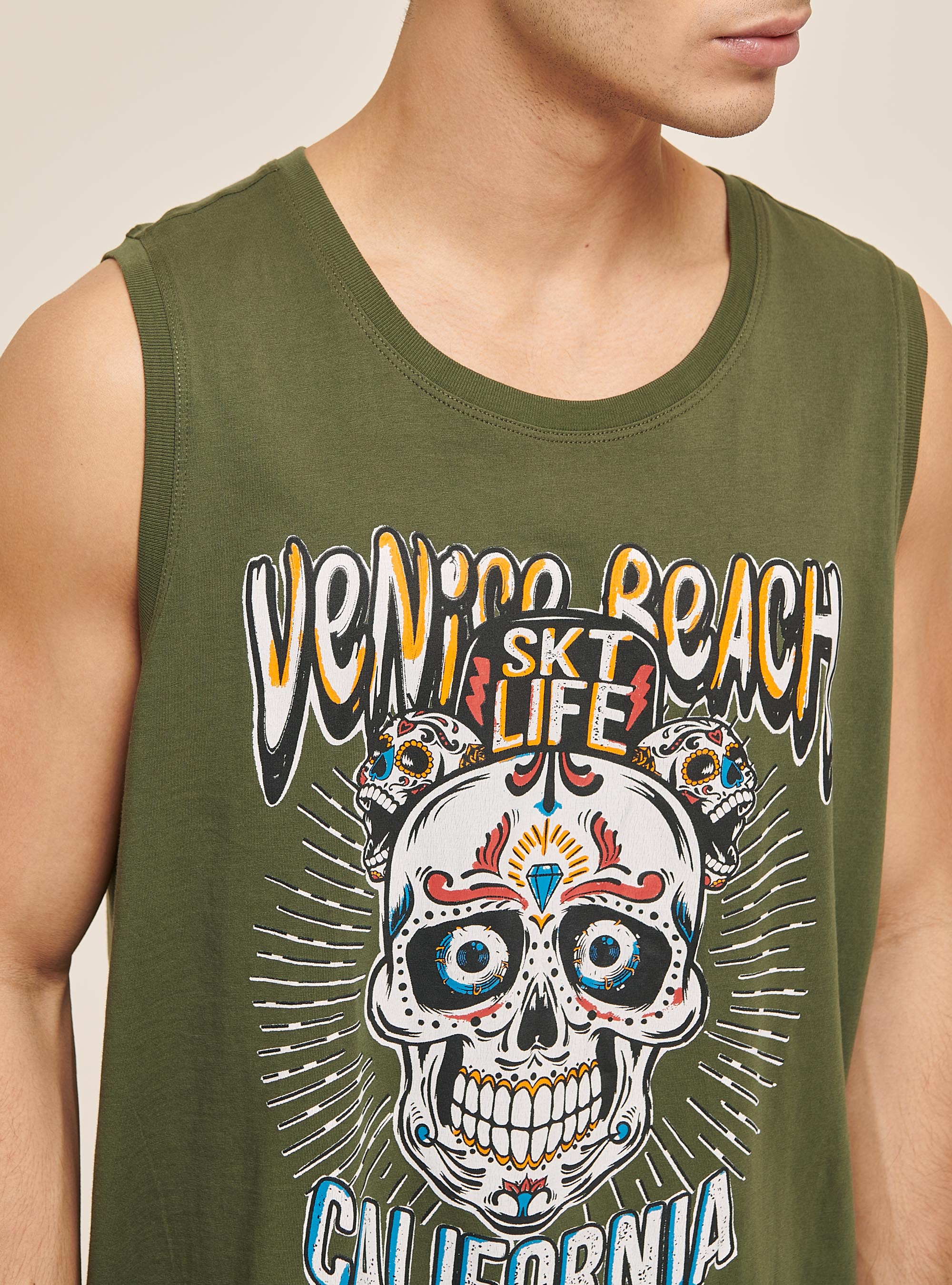 Baumwolle Totenkopf Druck Tank Top, C5587 KAKY