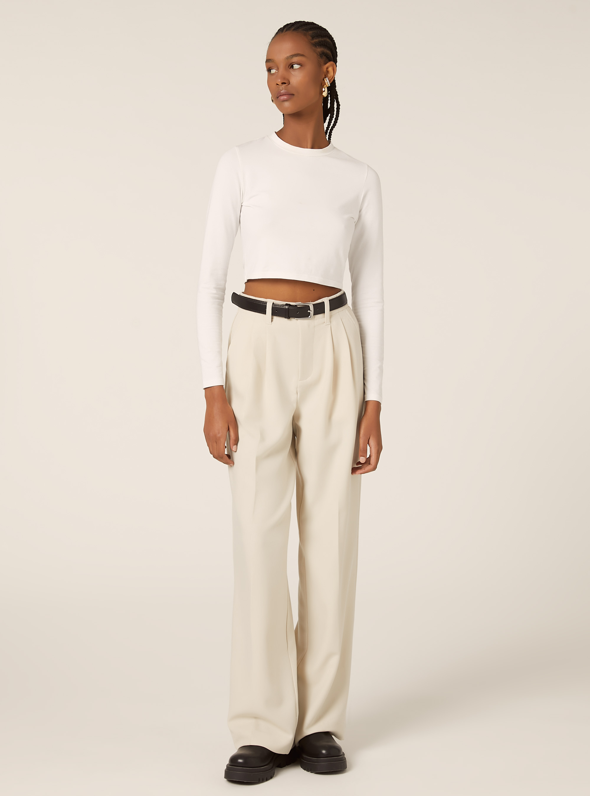 Tailored trousers with belt, BG3 BEIGE LIGHT