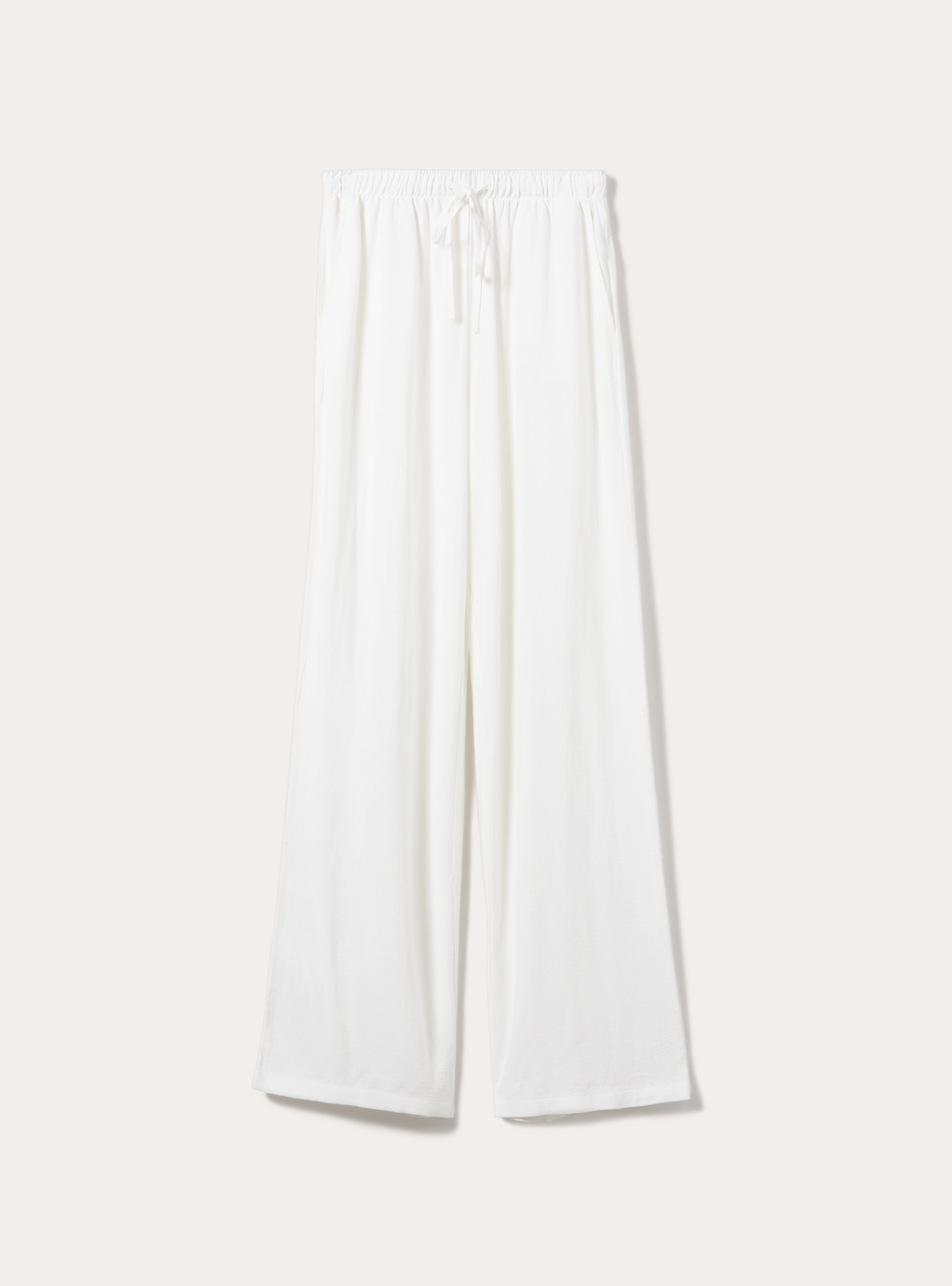Linen blend palazzo trousers, WH1 OFF WHITE