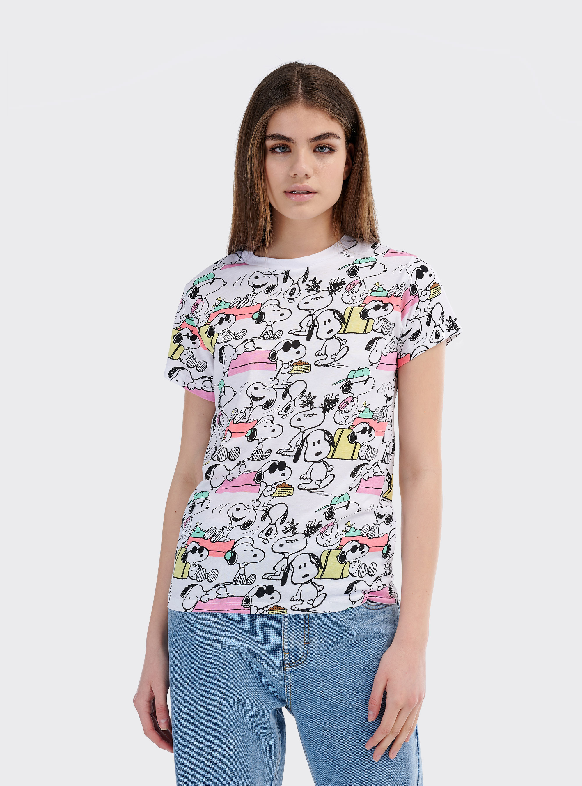 Maglietta Snoopy x Alcott stampa allover, BIANCO