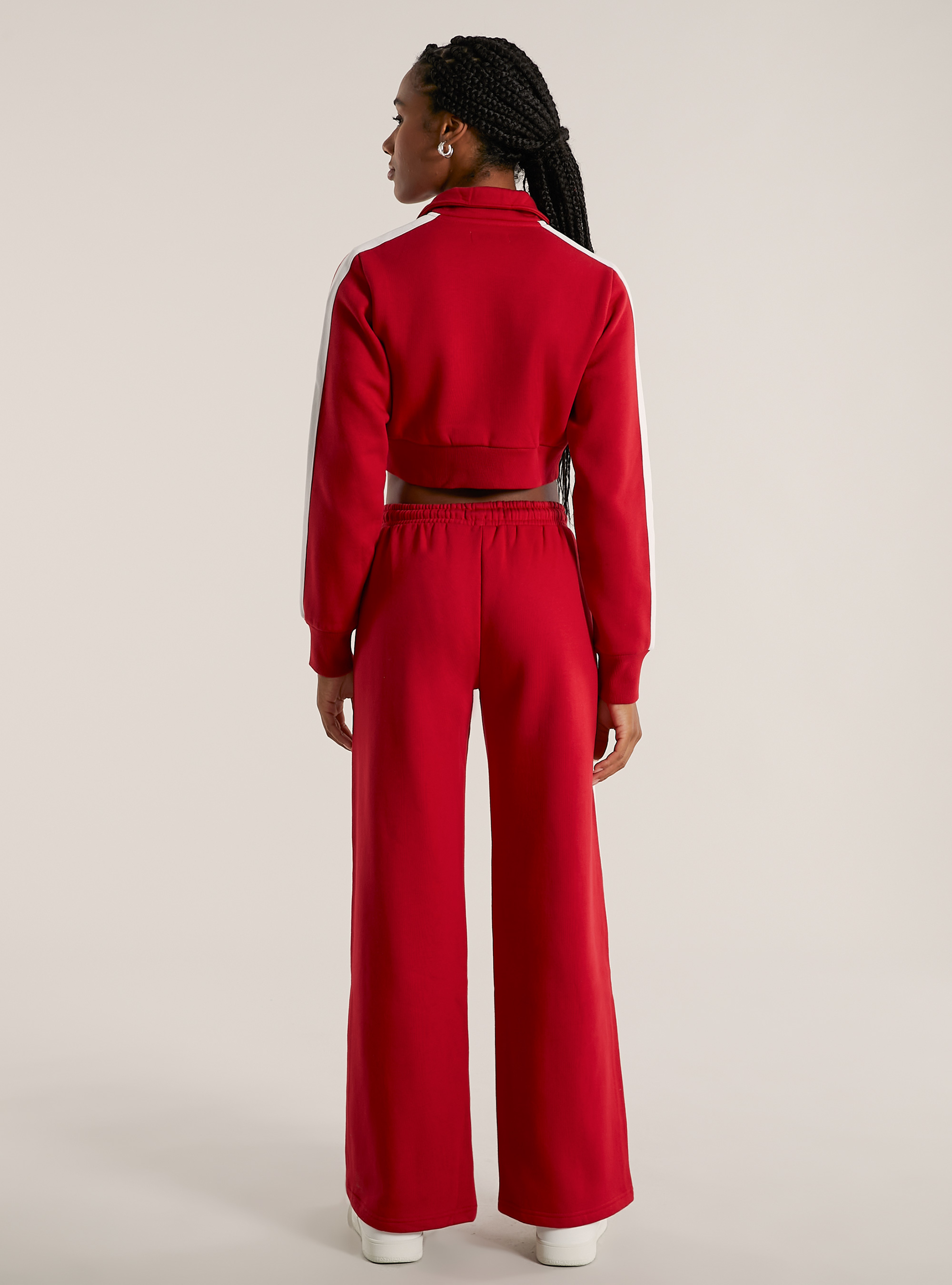 Sweatshirt with zipper and side bands, RD2 RED MEDIUM