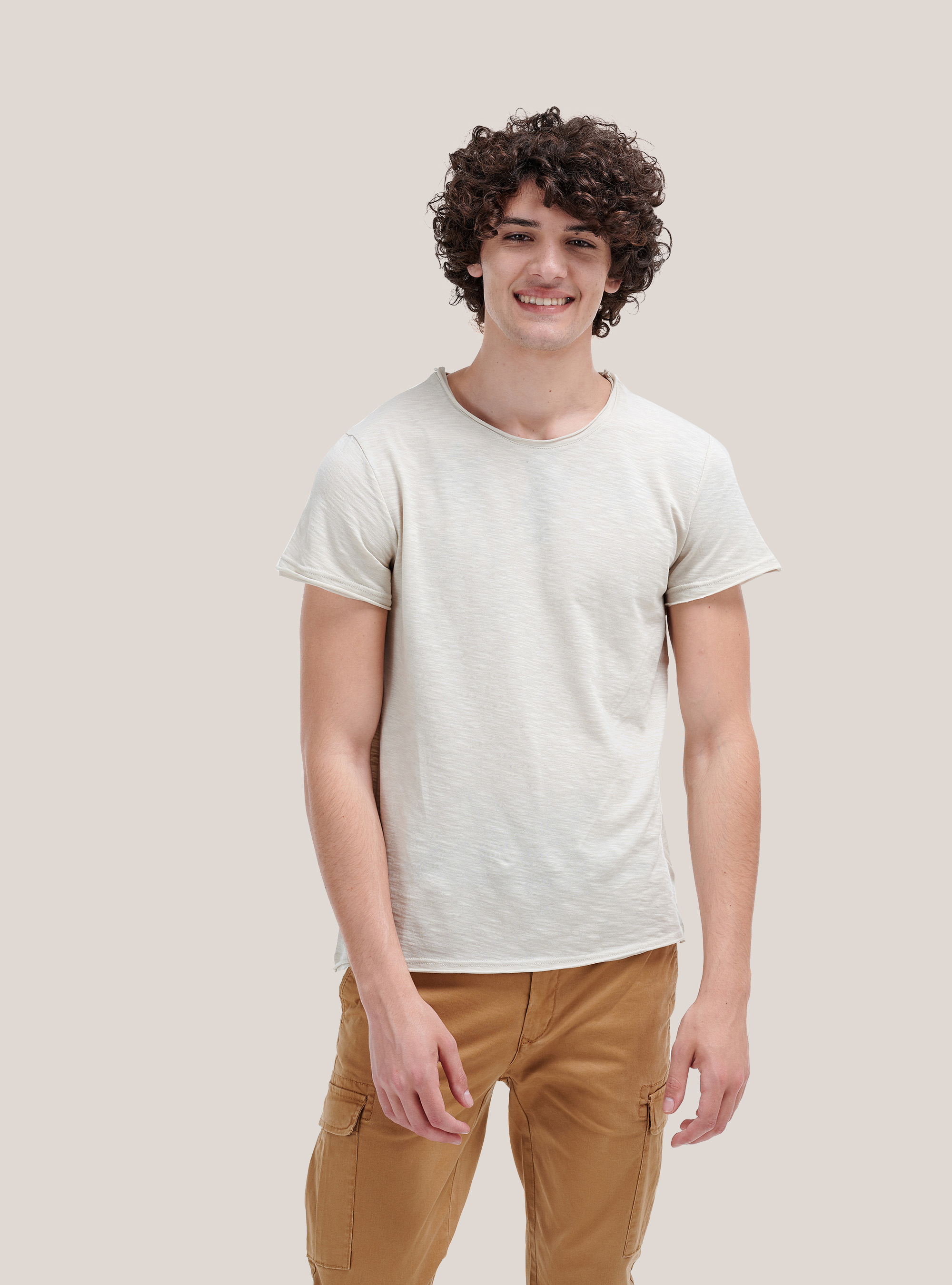 T-shirt in combed cotton, CREAM