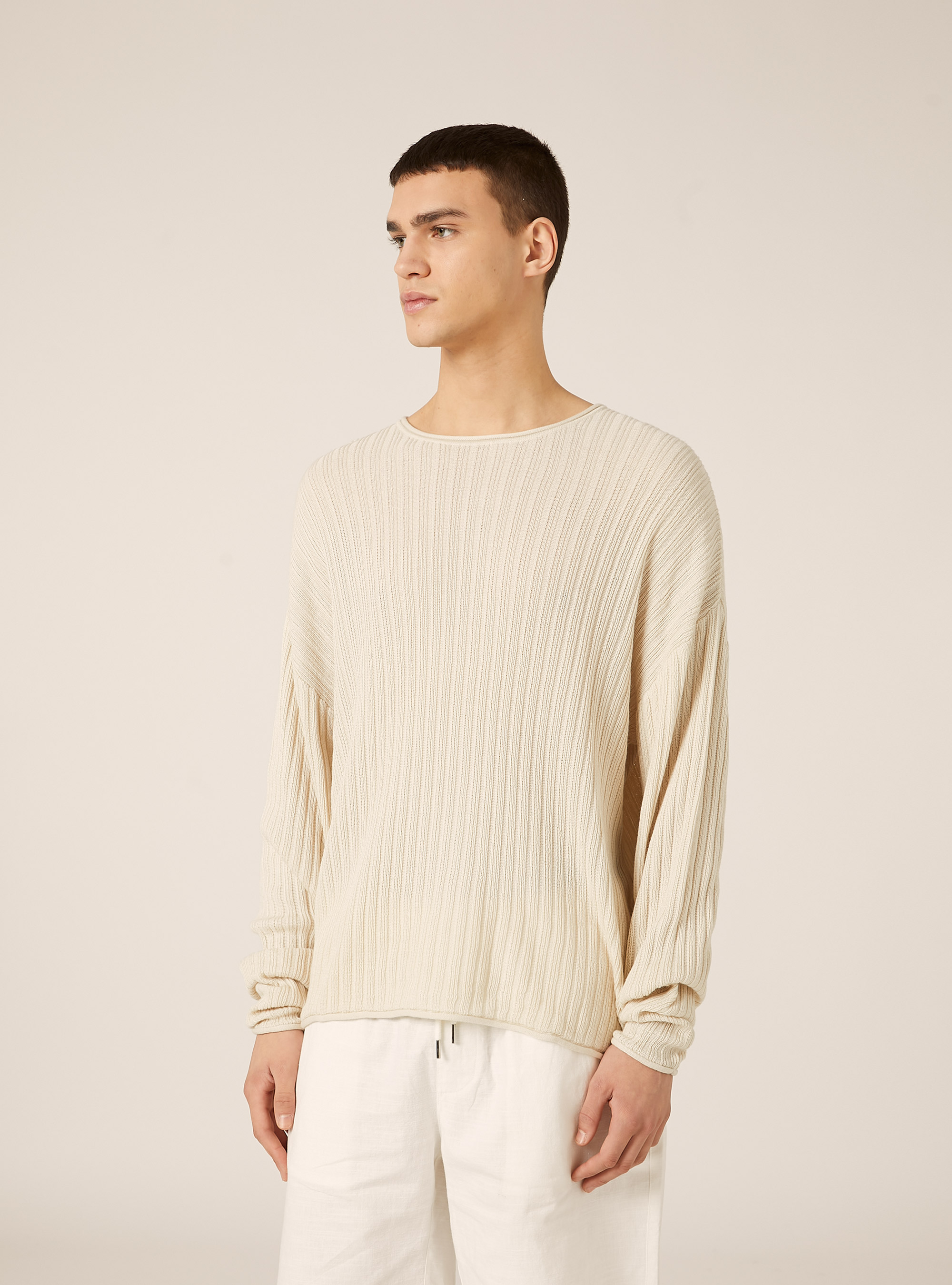 Pullover in misto cotone, CR3 CREAM LIGHT