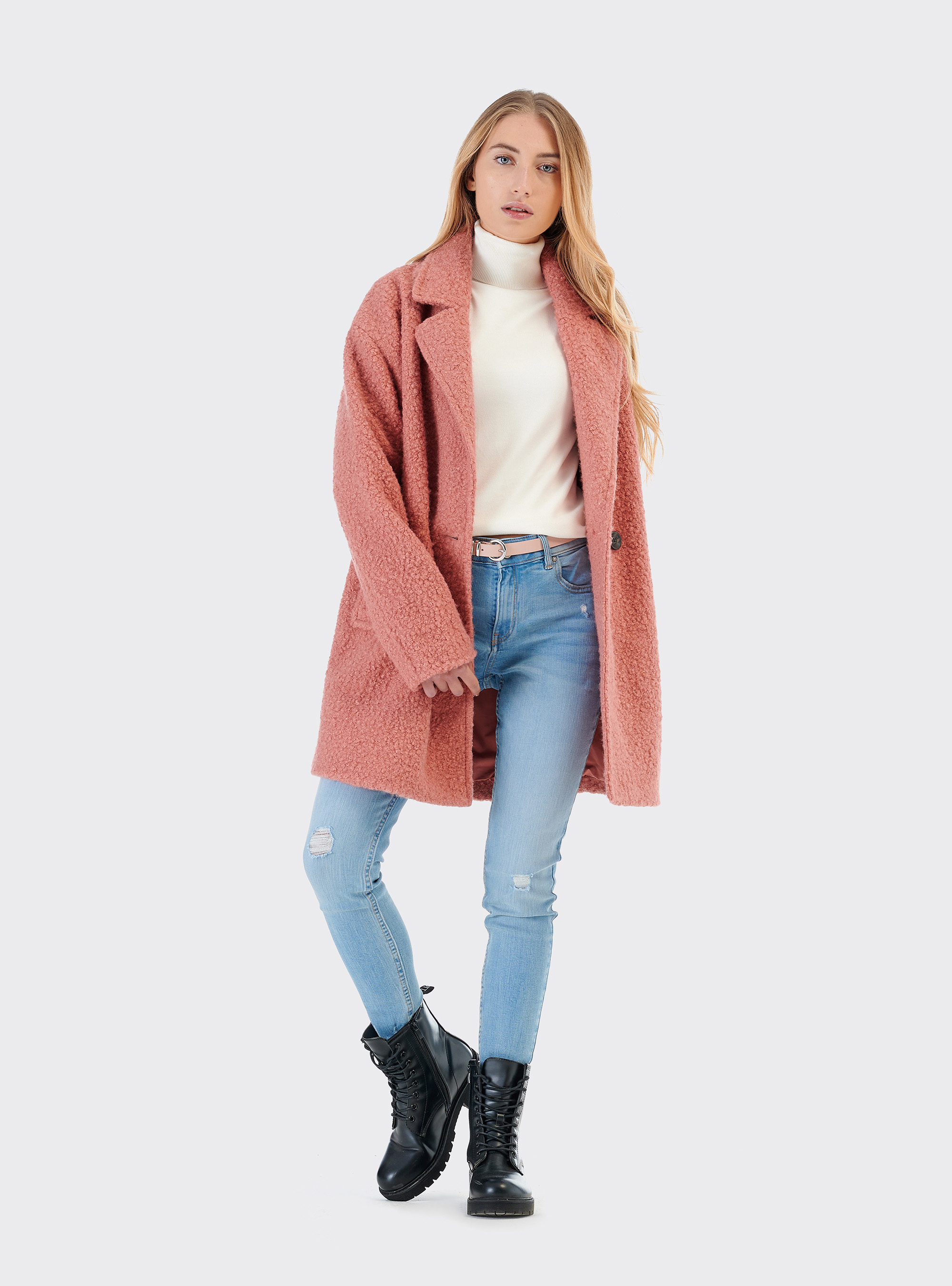 Pullover a collo alto, BIANCO