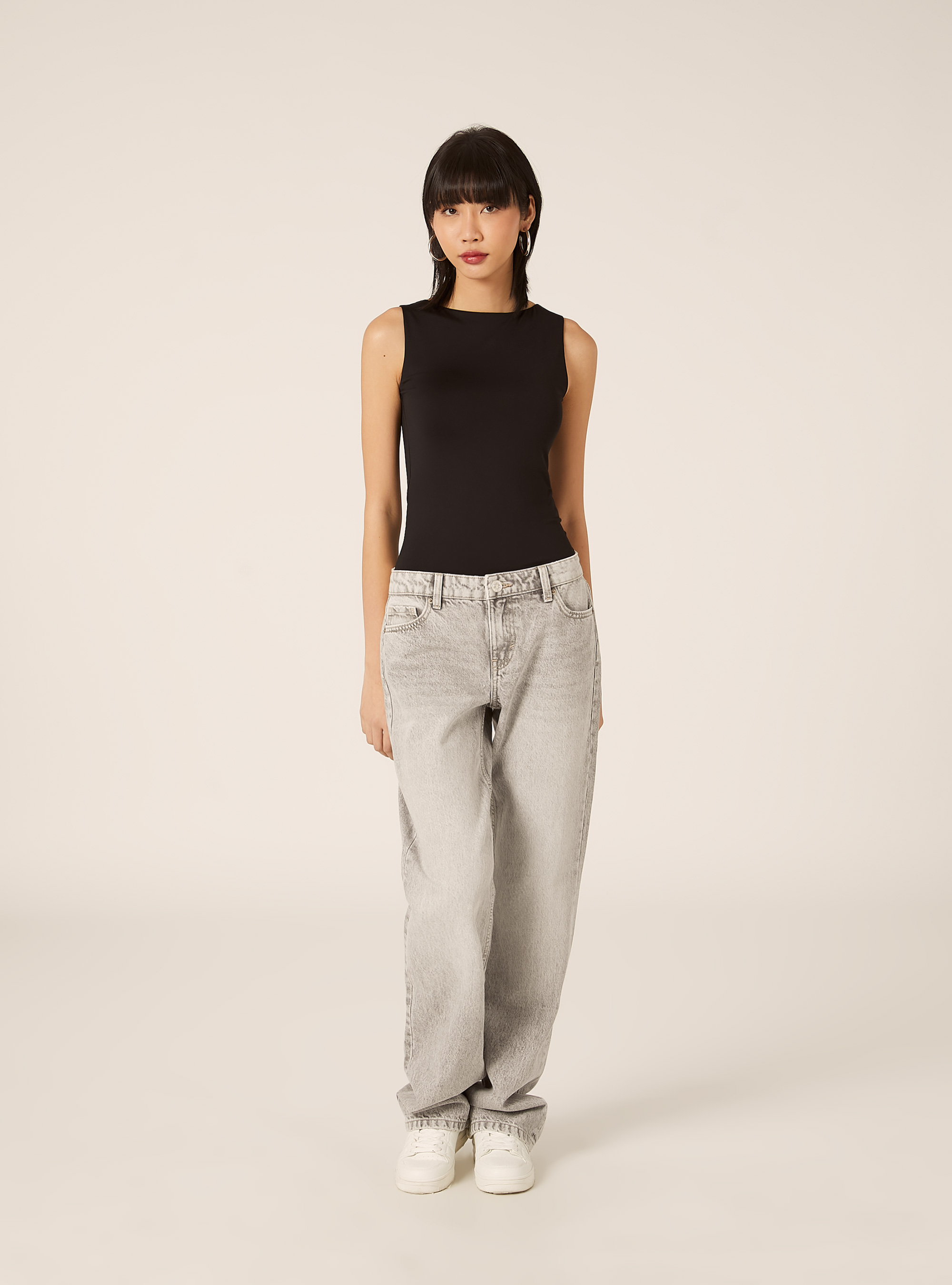 Body con scollo a barchetta, BK1 BLACK