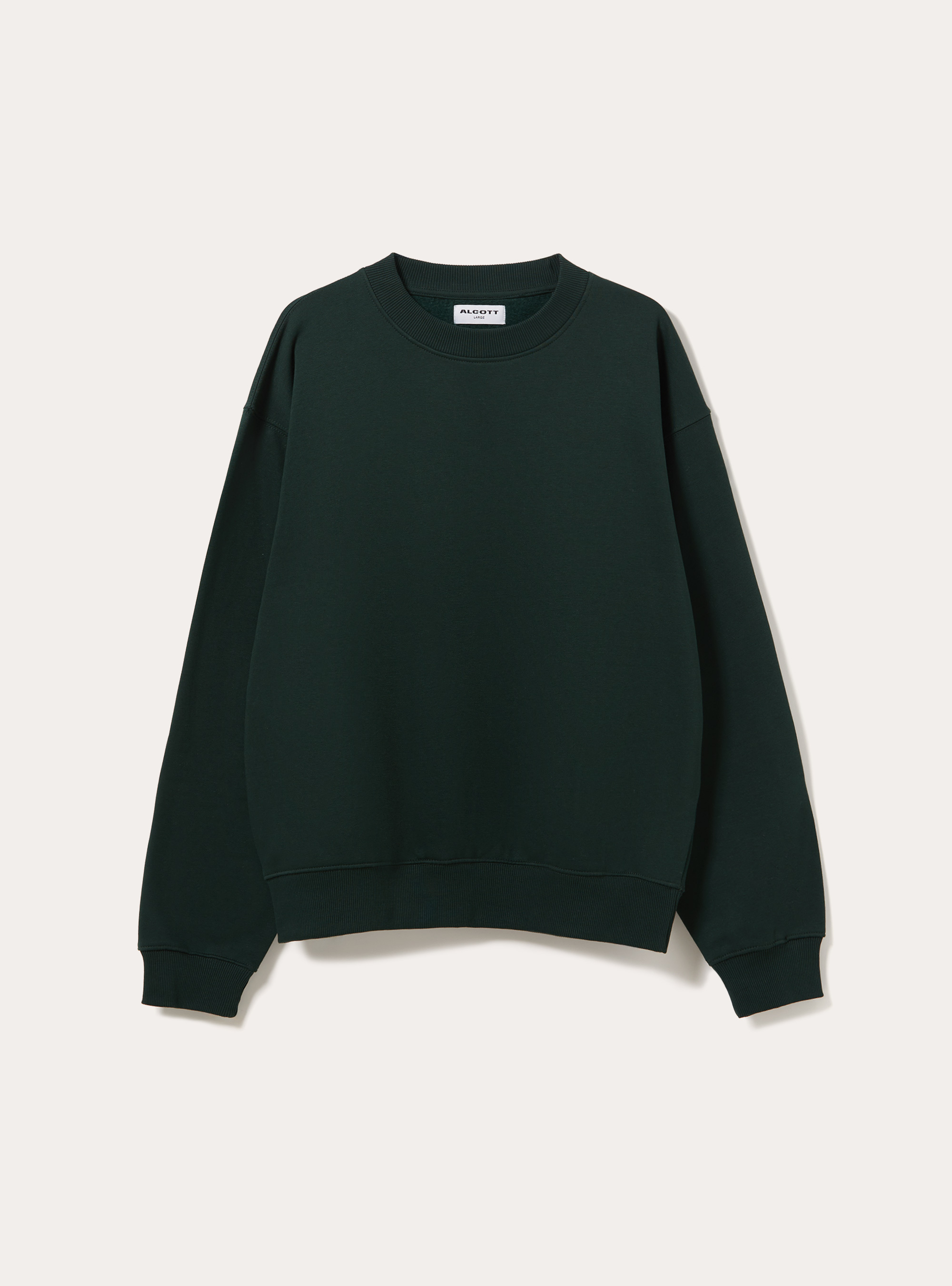 Basic boxy fit crewneck sweatshirt, GN1 GREEN DARK