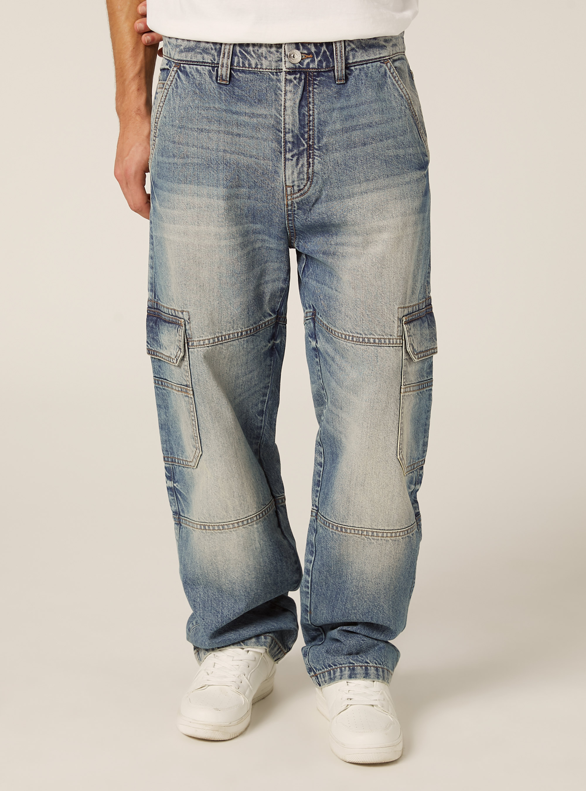 Cargo jeans, D003 MEDIUM BLUE