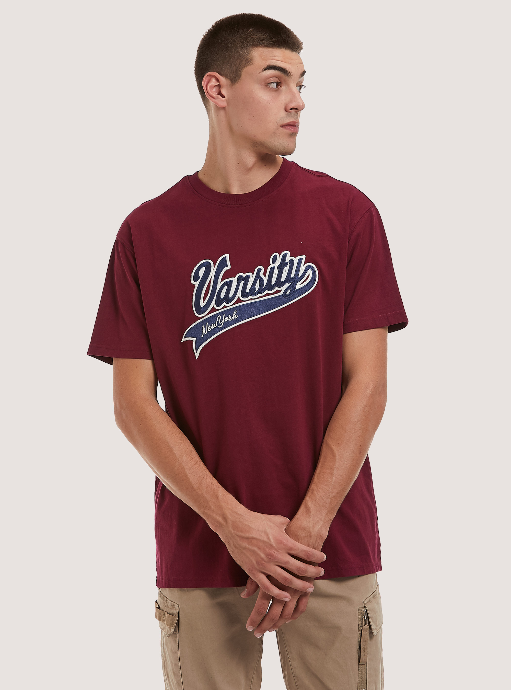 Maglietta con patch college, BO2 BORDEAUX MEDIUM