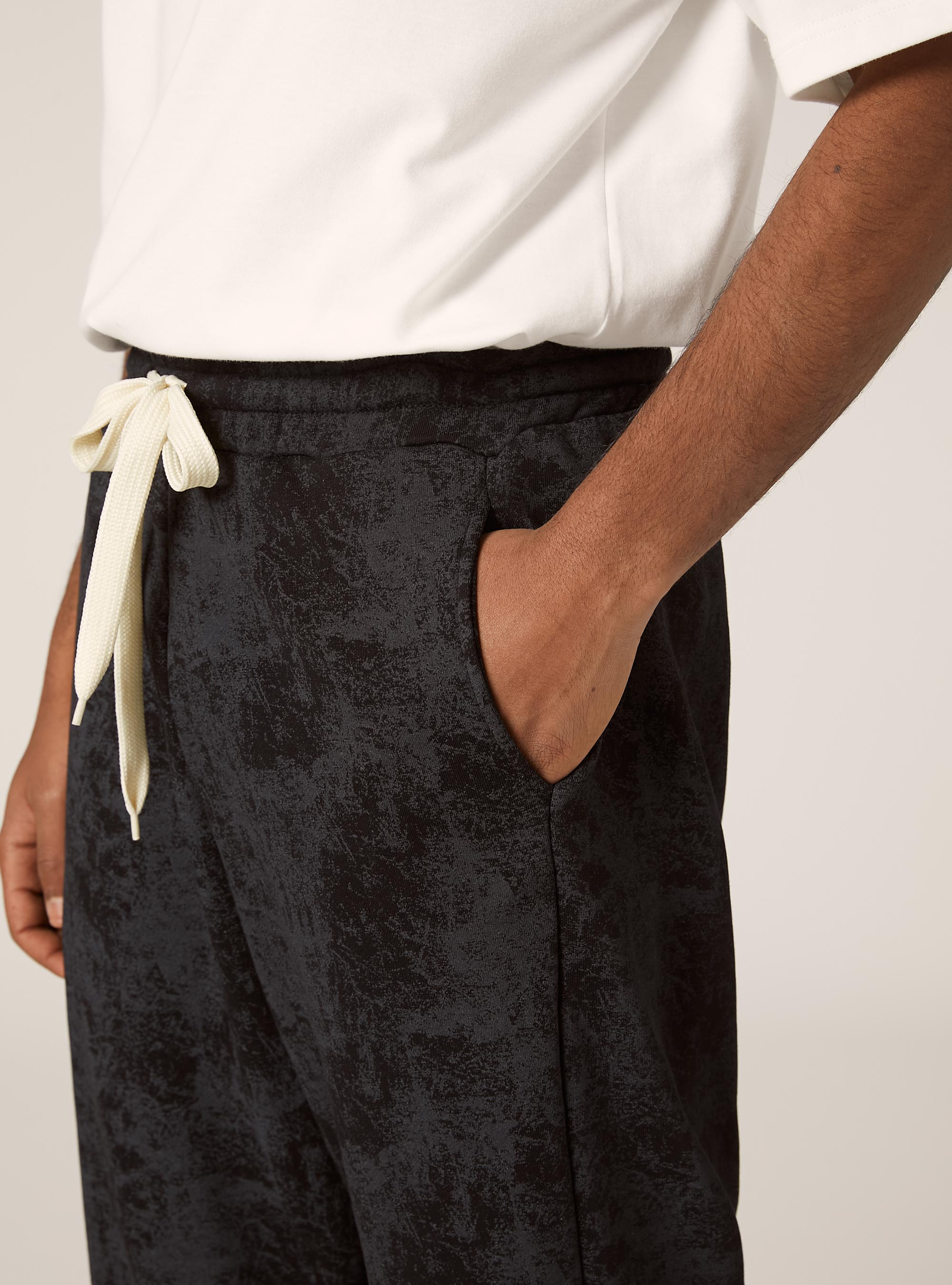 Marbled jogger pants, BK1 BLACK