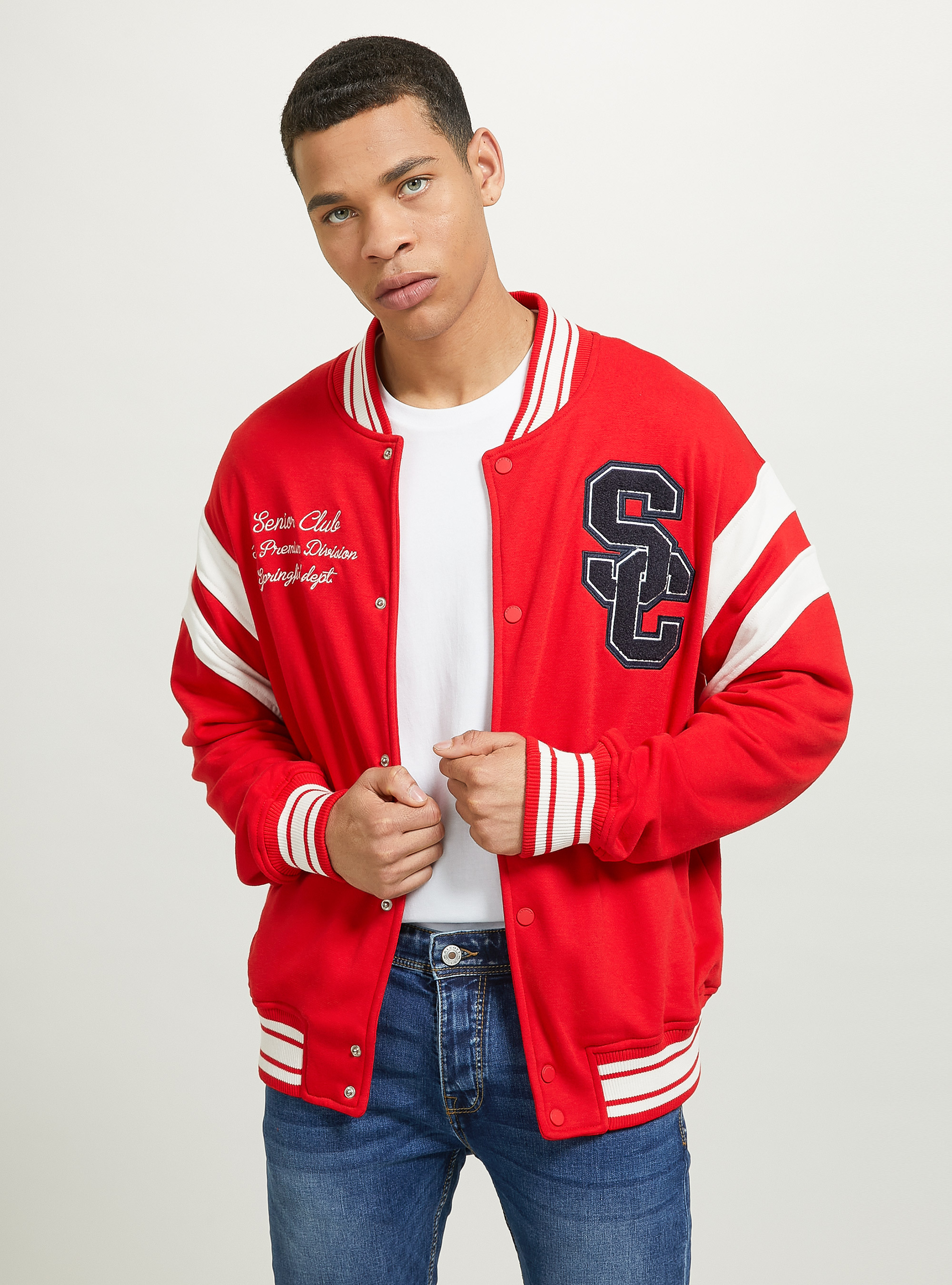 Blouson bombardier &agrave; imprim&eacute; de l'universite, RD2 RED MEDIUM