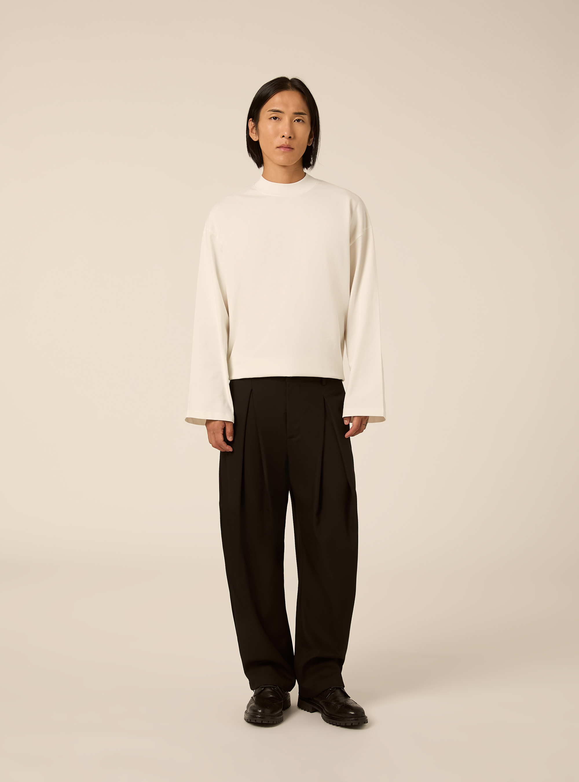 Pantaloni baggy con piega, BK1 BLACK