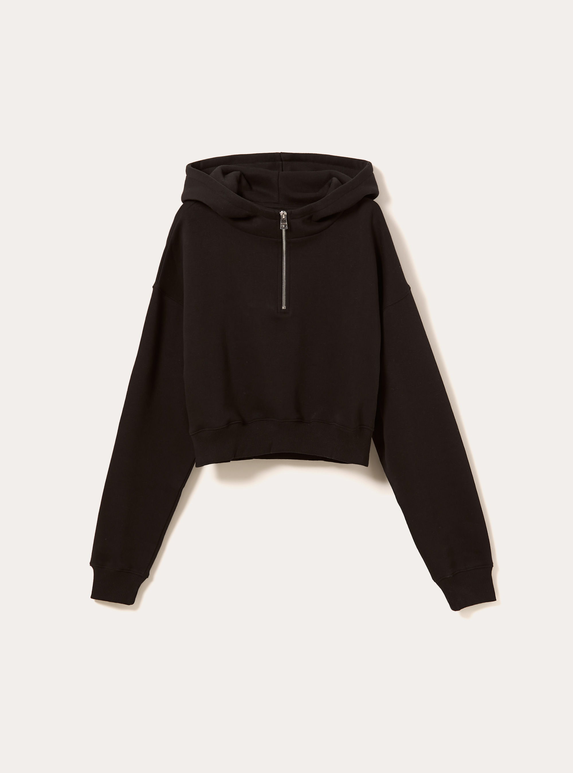 Boxy fit sweatshirt with half zip, BK1 BLACK