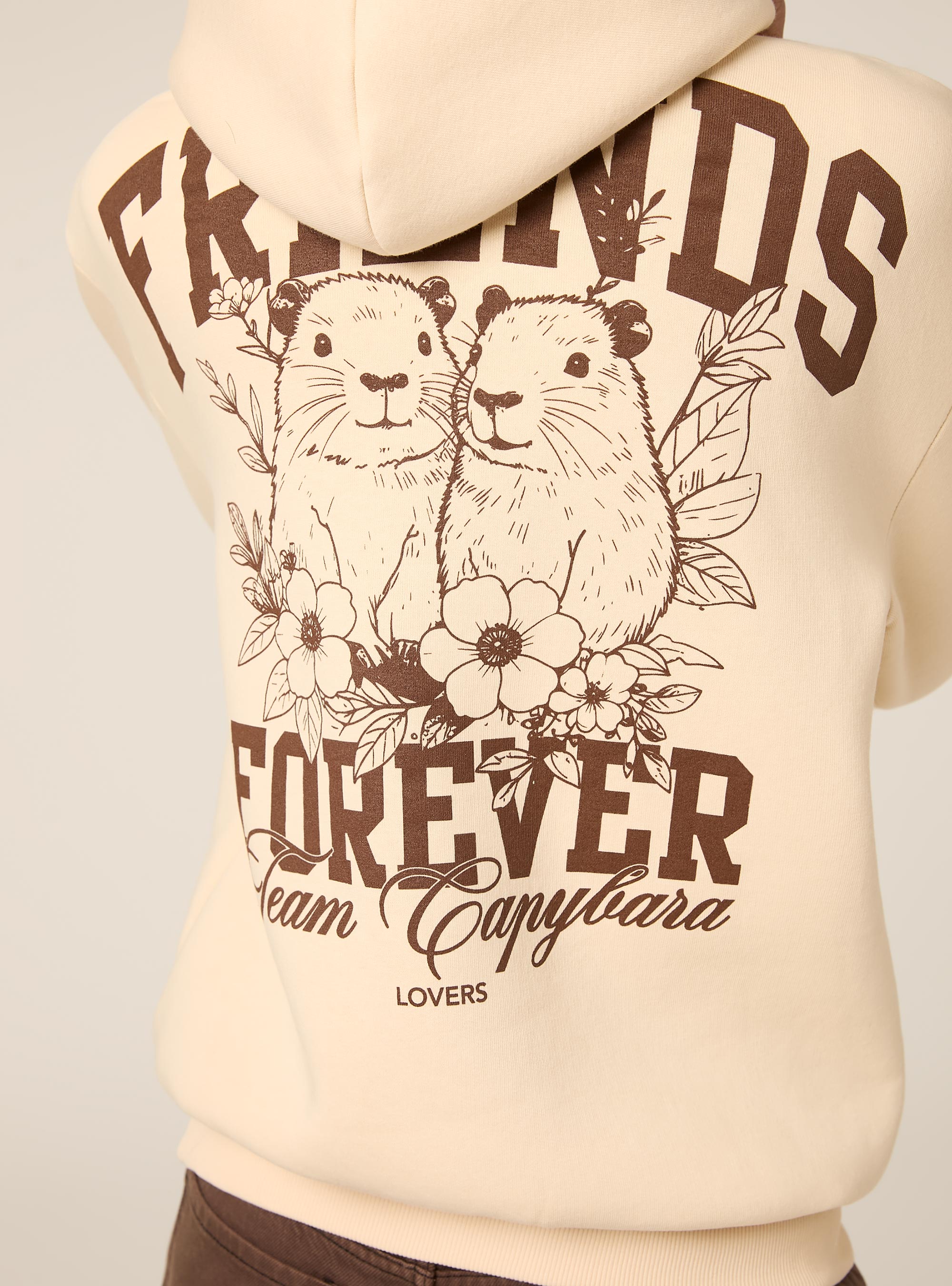 Sweat oversize à capuche et imprimé, CR2 CREAM MEDIUM