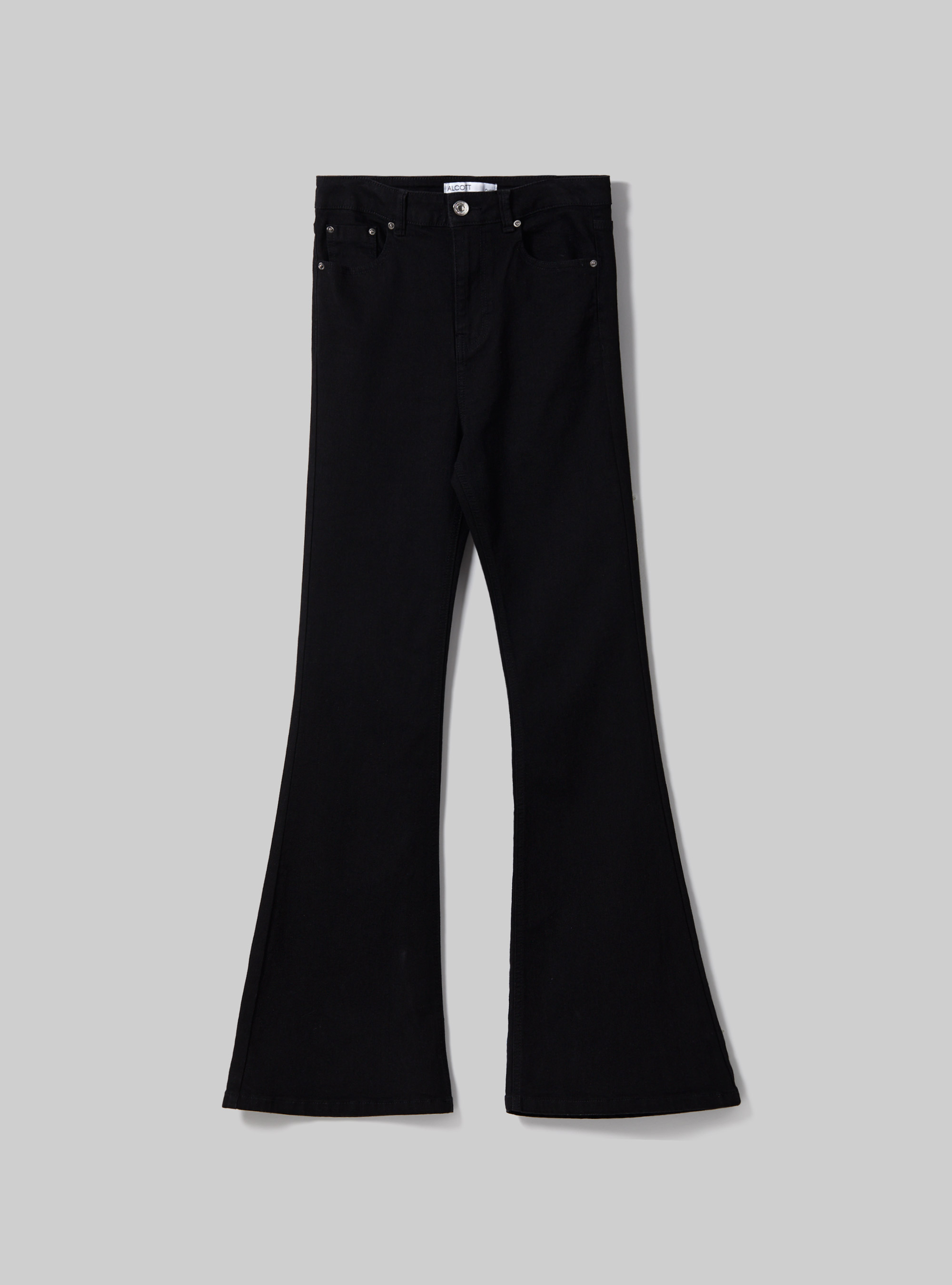 Pantalón acampanado de sarga elástica, BK1 BLACK