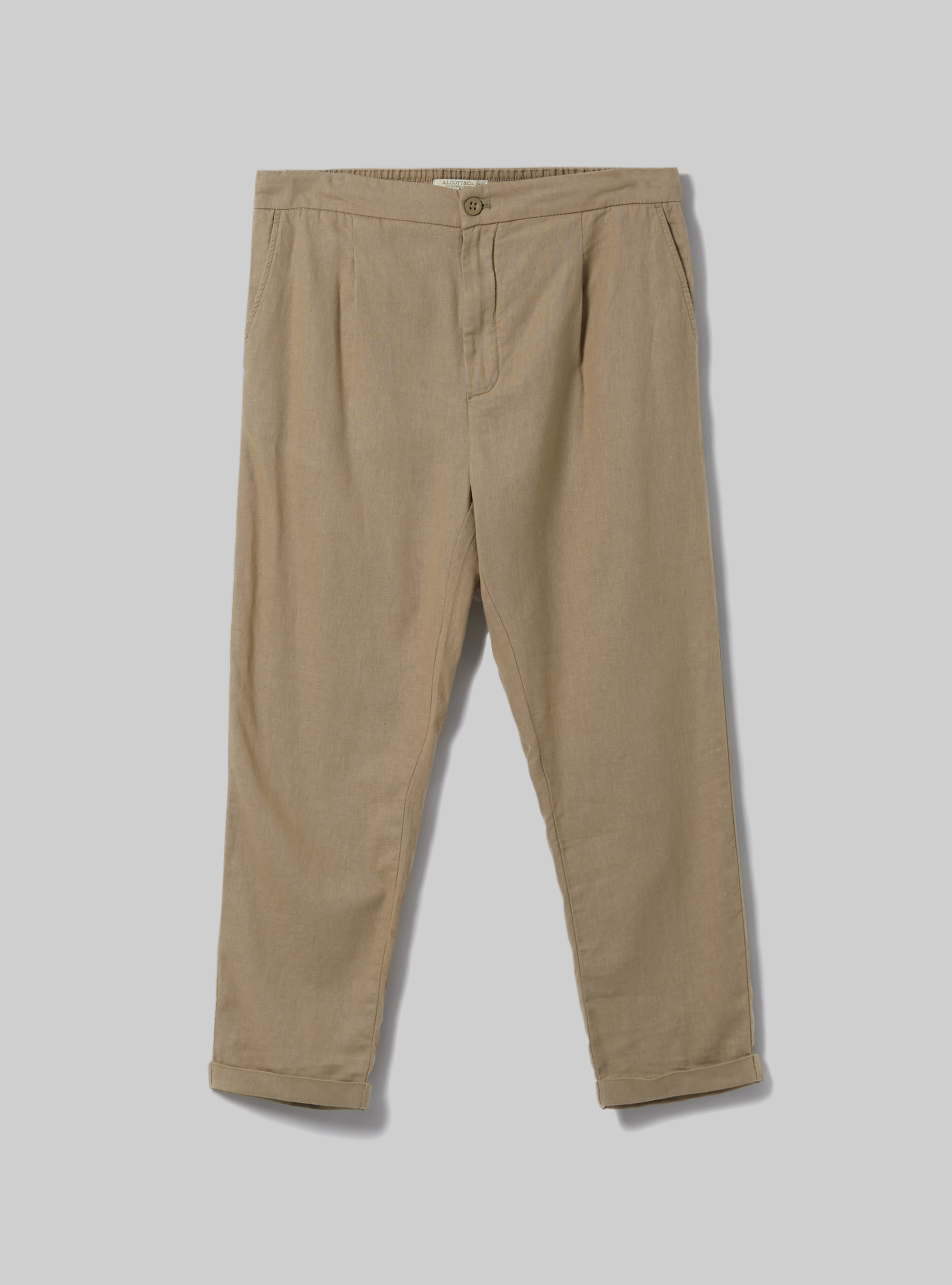 Pantalon en lin mélangé avec pinces, BG2 BEIGE MEDIUM
