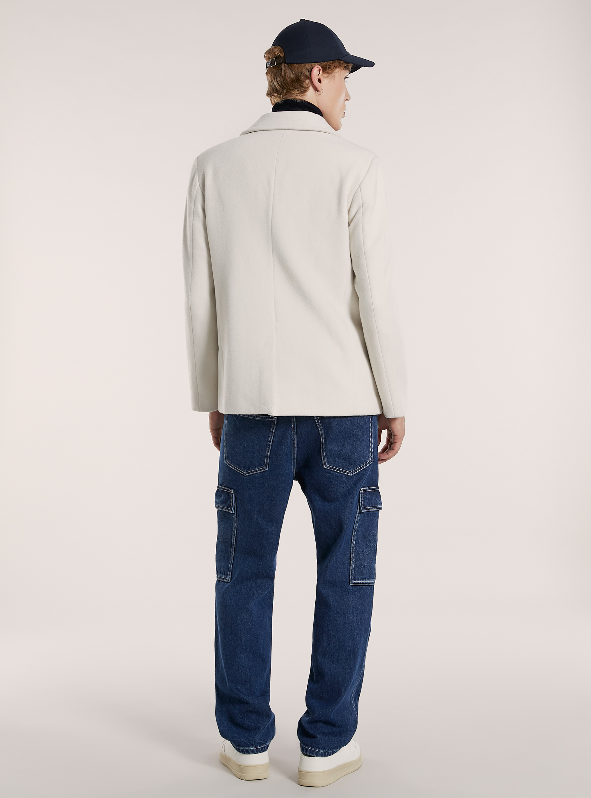 Manteau en caban à double boutonnage, WH1 OFF WHITE