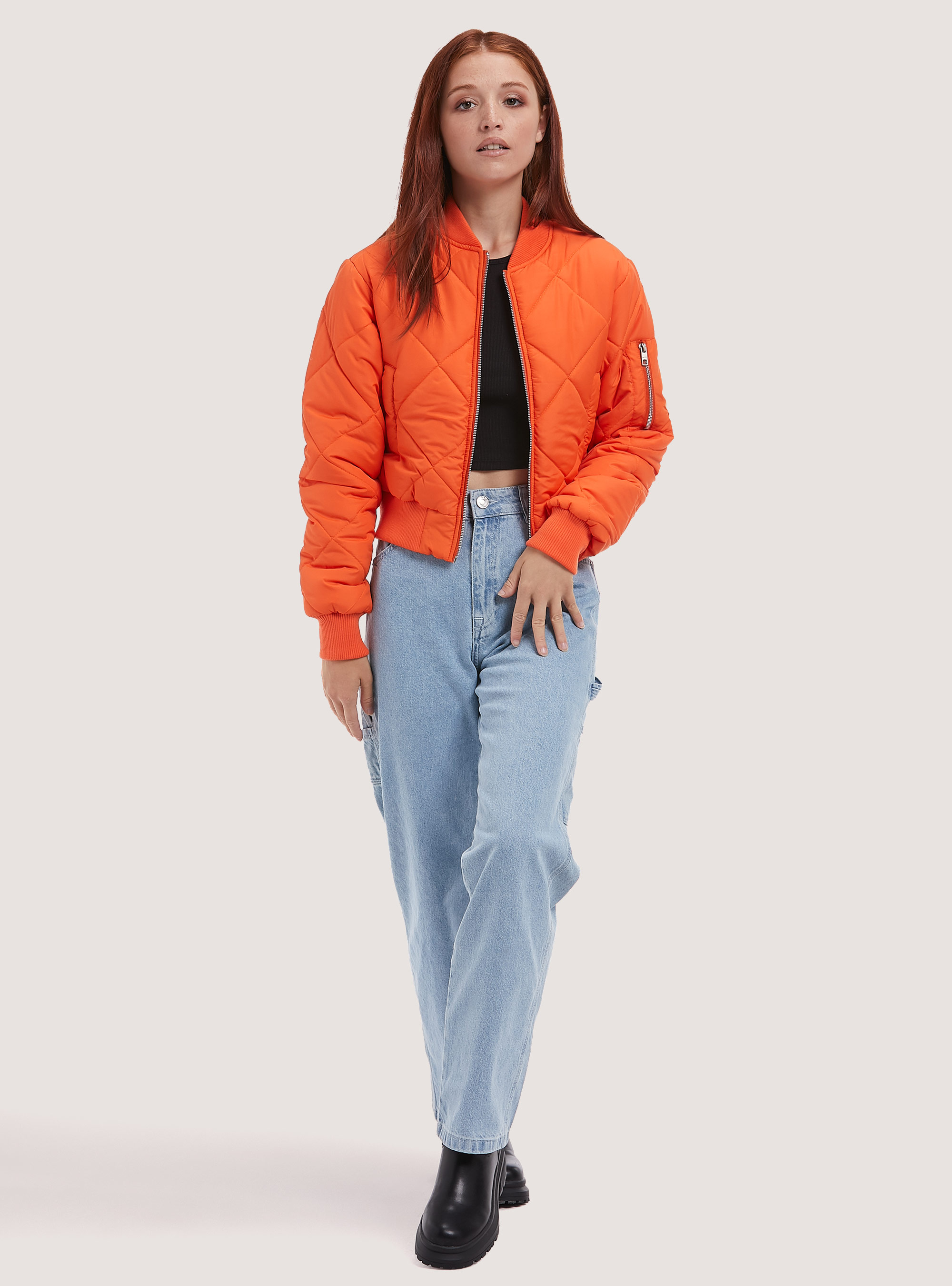 Chaqueta bomber recortada con relleno reciclado, OR2 ORANGE MED.