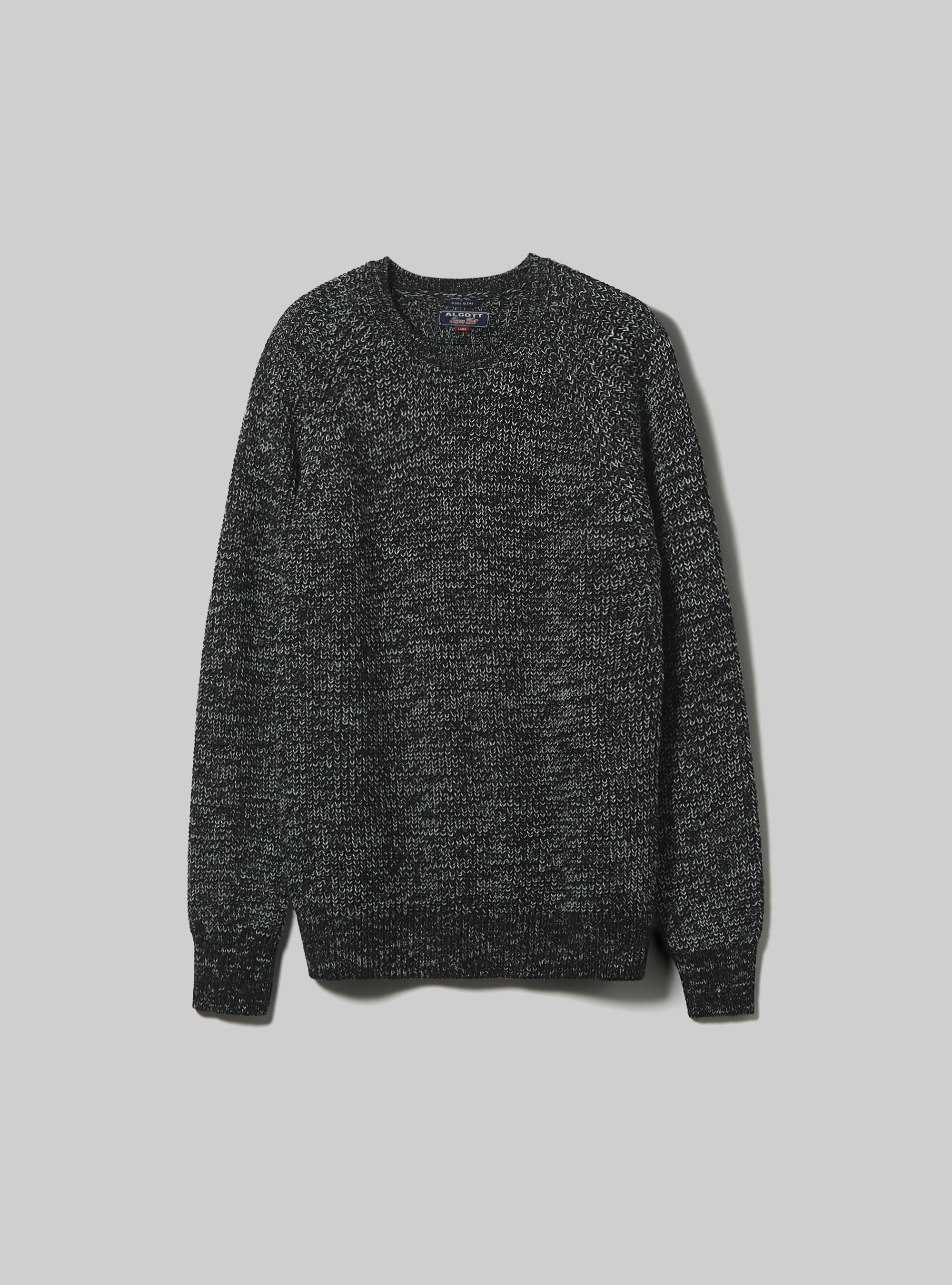 Crew-neck pullover with English ribbing, CREAM/BLACK
